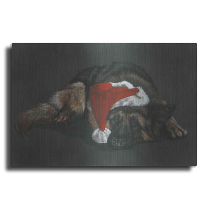 Luxe Metal Art 'Weihnachts Hound' by Barbara Keith, Metal Wall Art