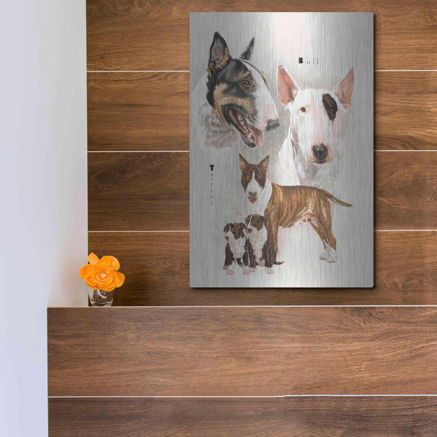 Luxe Metal Art 'Bull Terrier' by Barbara Keith, Metal Wall Art,12x16