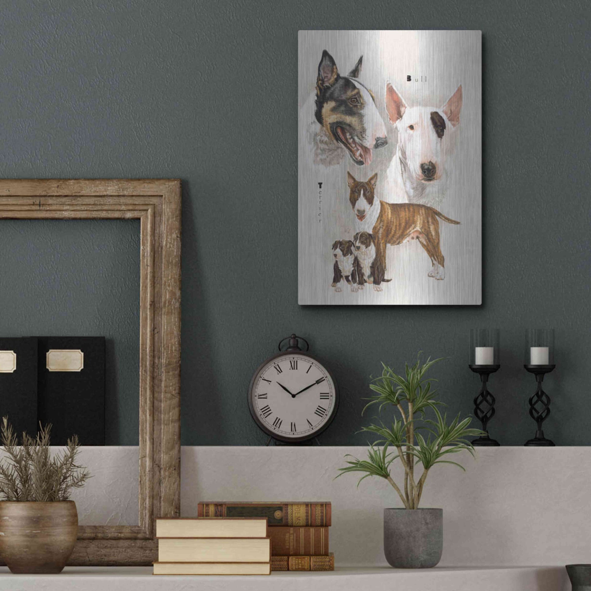 Luxe Metal Art 'Bull Terrier' by Barbara Keith, Metal Wall Art,12x16