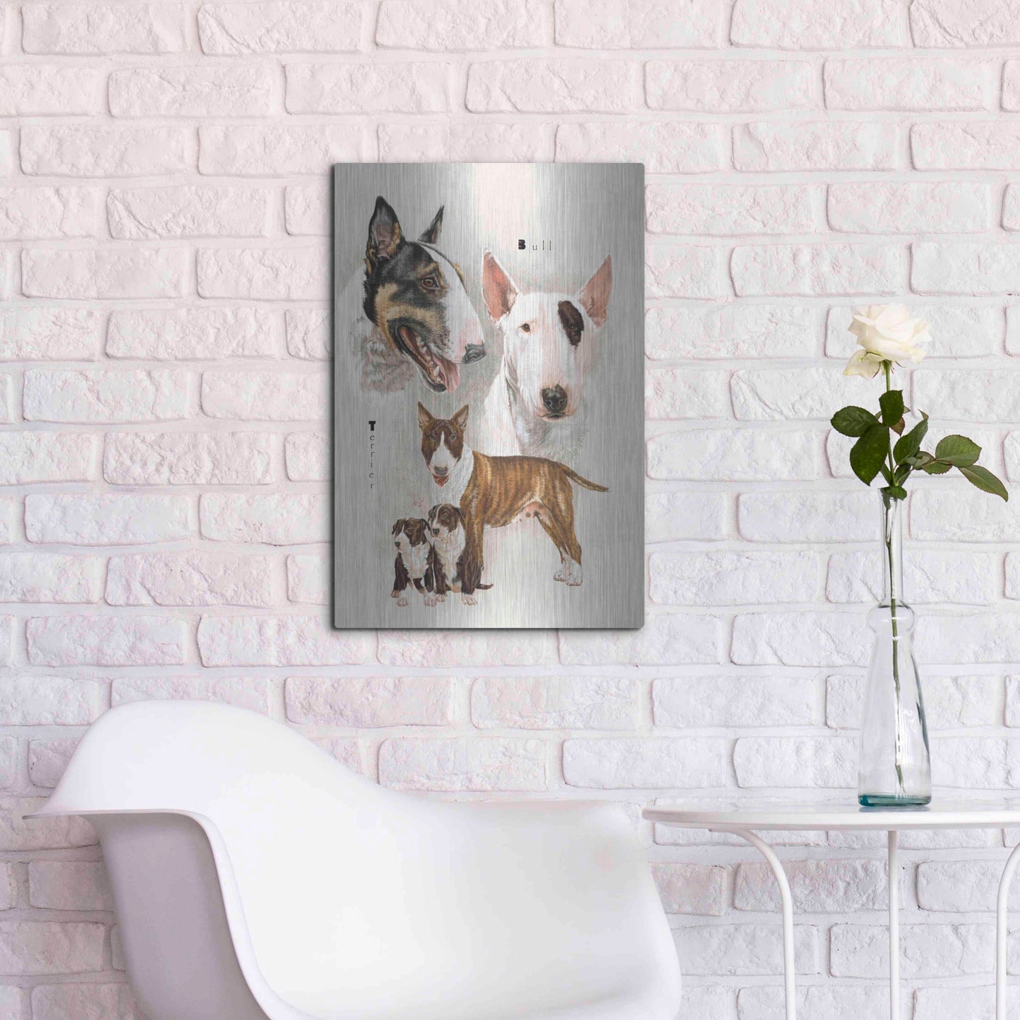 Luxe Metal Art 'Bull Terrier' by Barbara Keith, Metal Wall Art,16x24