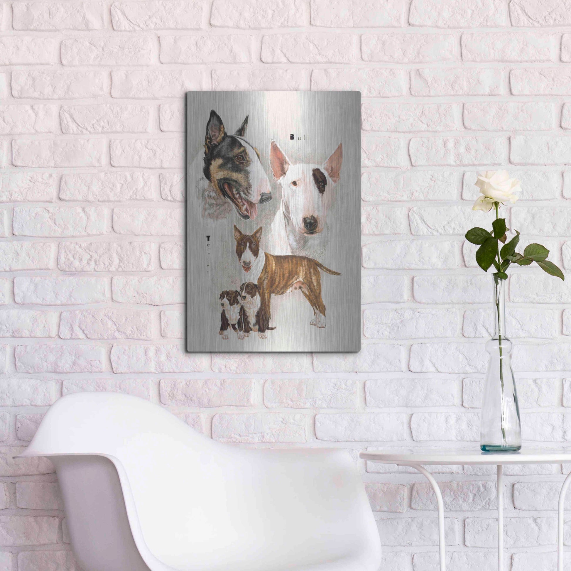 Luxe Metal Art 'Bull Terrier' by Barbara Keith, Metal Wall Art,16x24
