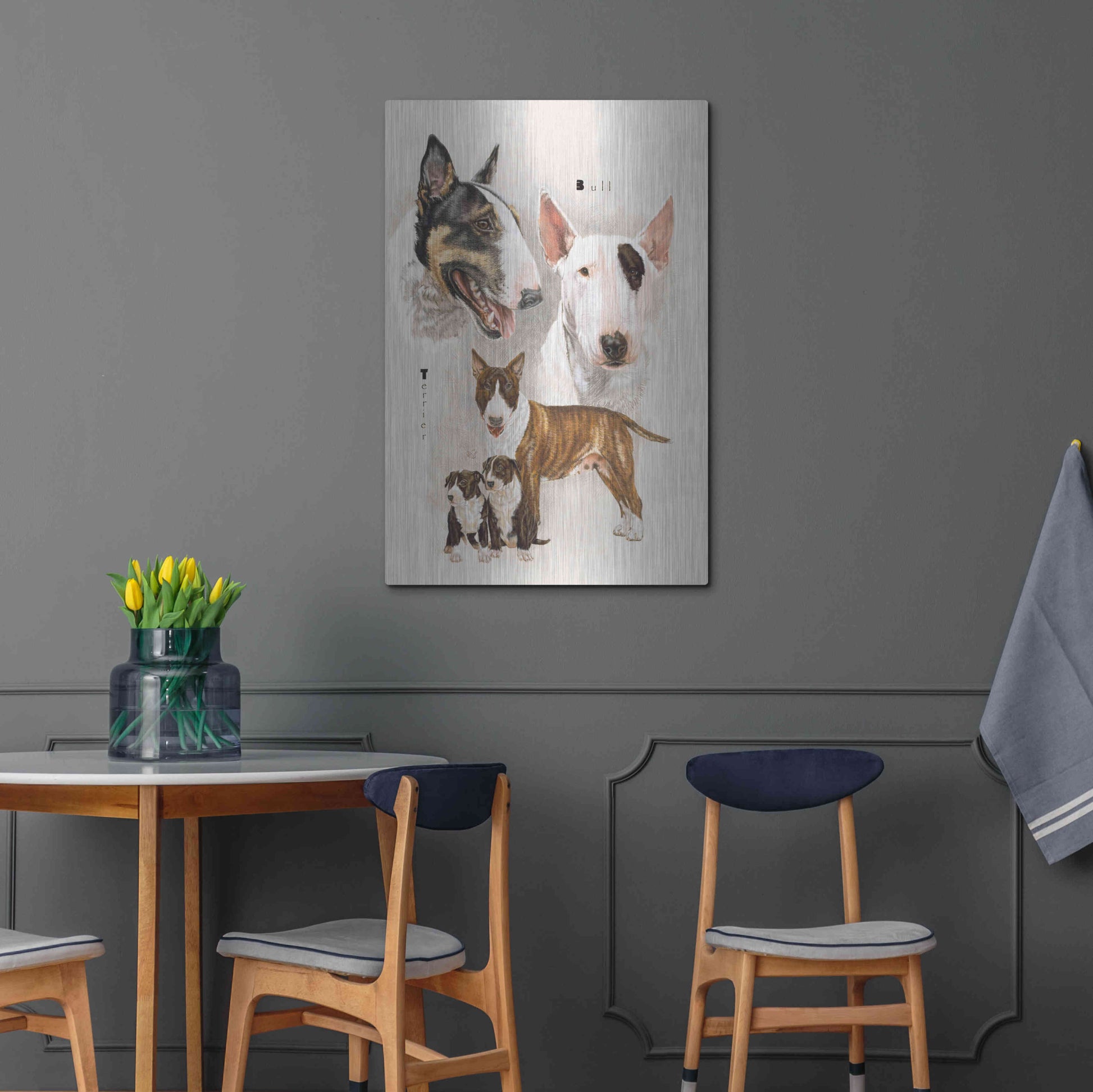 Luxe Metal Art 'Bull Terrier' by Barbara Keith, Metal Wall Art,24x36