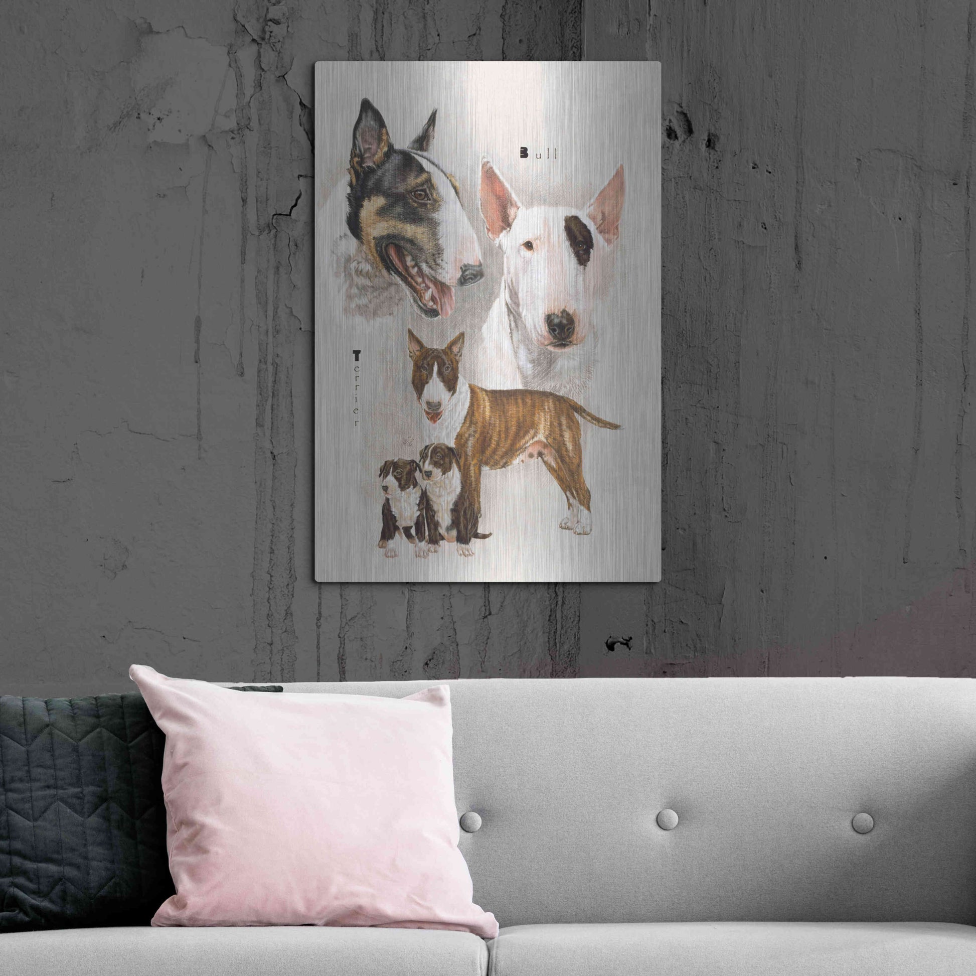 Luxe Metal Art 'Bull Terrier' by Barbara Keith, Metal Wall Art,24x36