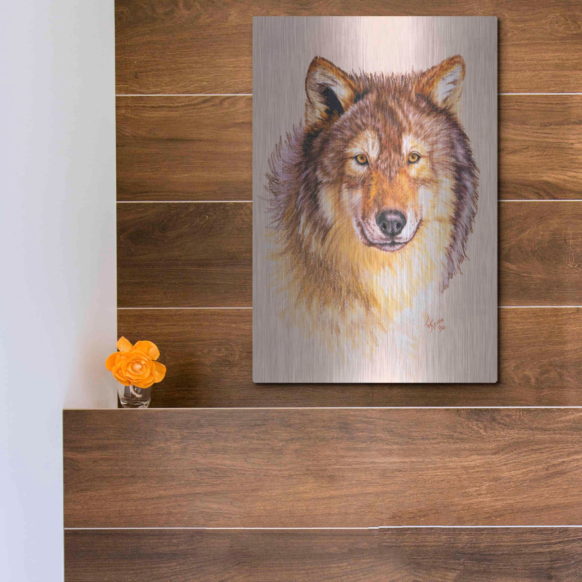 Luxe Metal Art 'Lobo' by Barbara Keith, Metal Wall Art,12x16