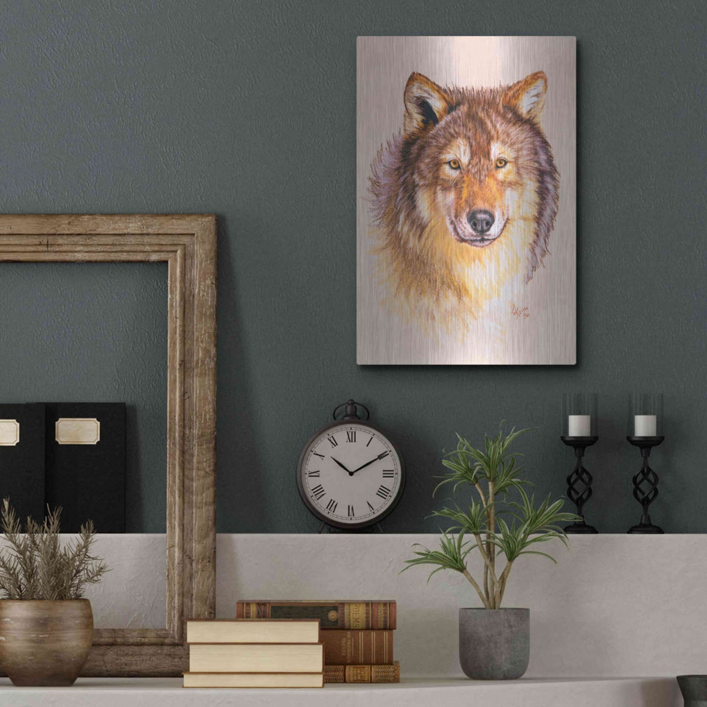 Luxe Metal Art 'Lobo' by Barbara Keith, Metal Wall Art,12x16