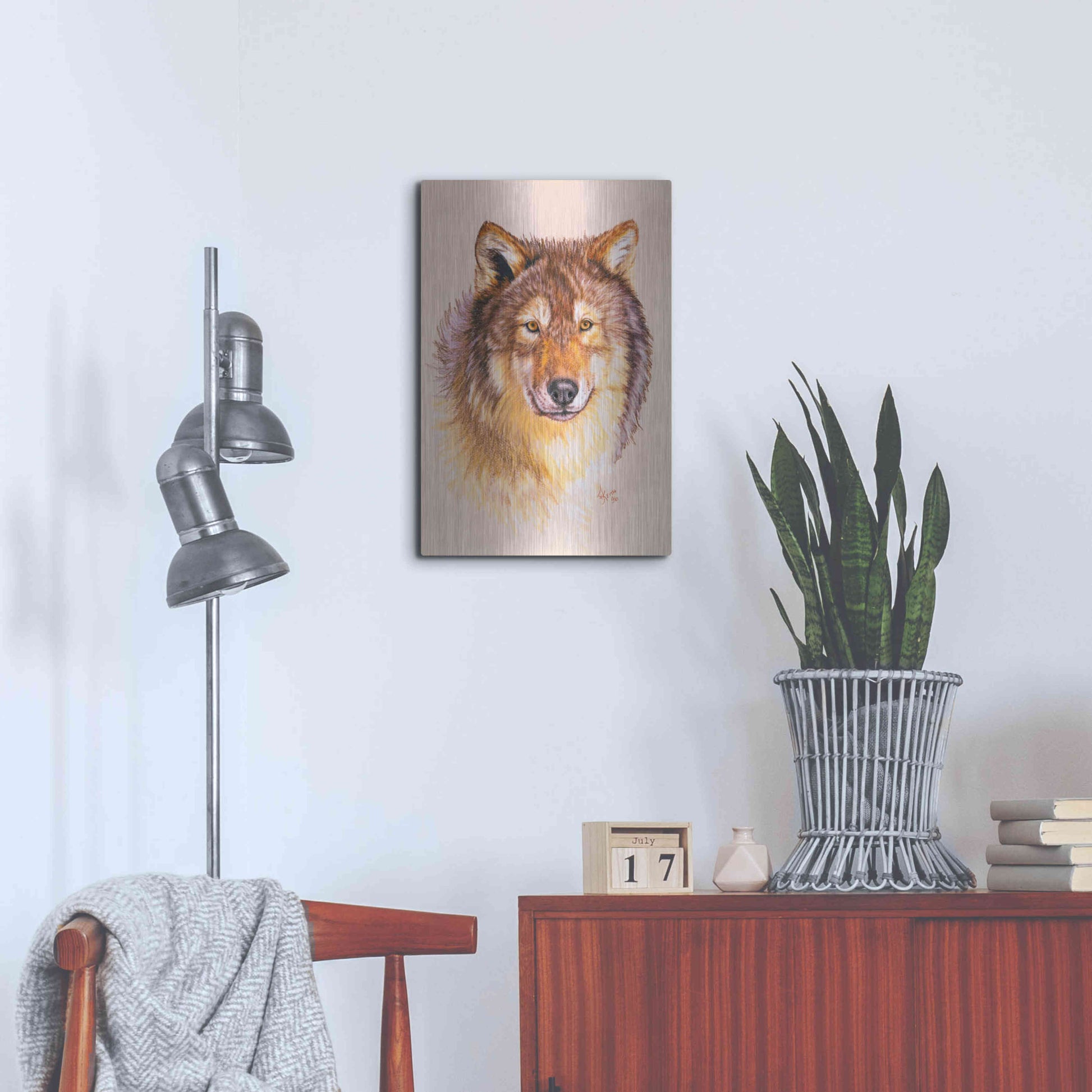 Luxe Metal Art 'Lobo' by Barbara Keith, Metal Wall Art,16x24