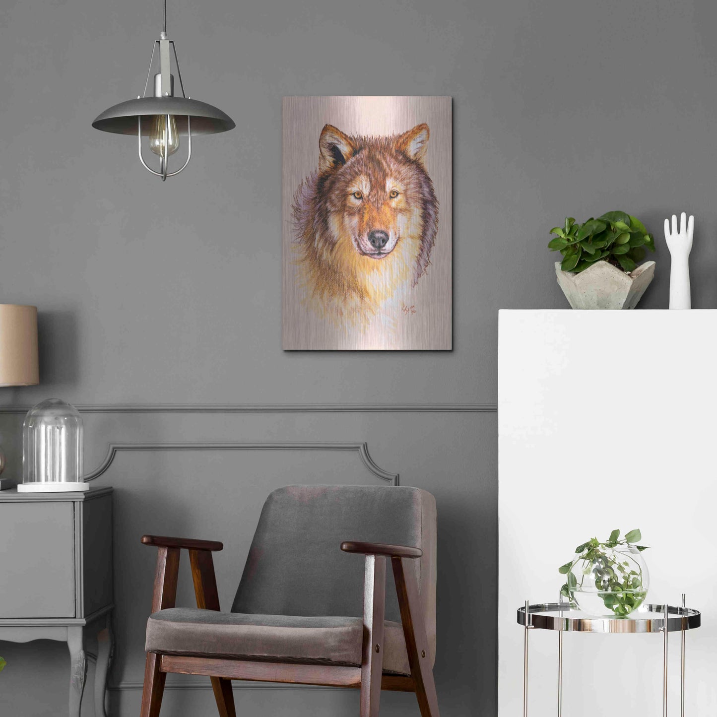 Luxe Metal Art 'Lobo' by Barbara Keith, Metal Wall Art,16x24