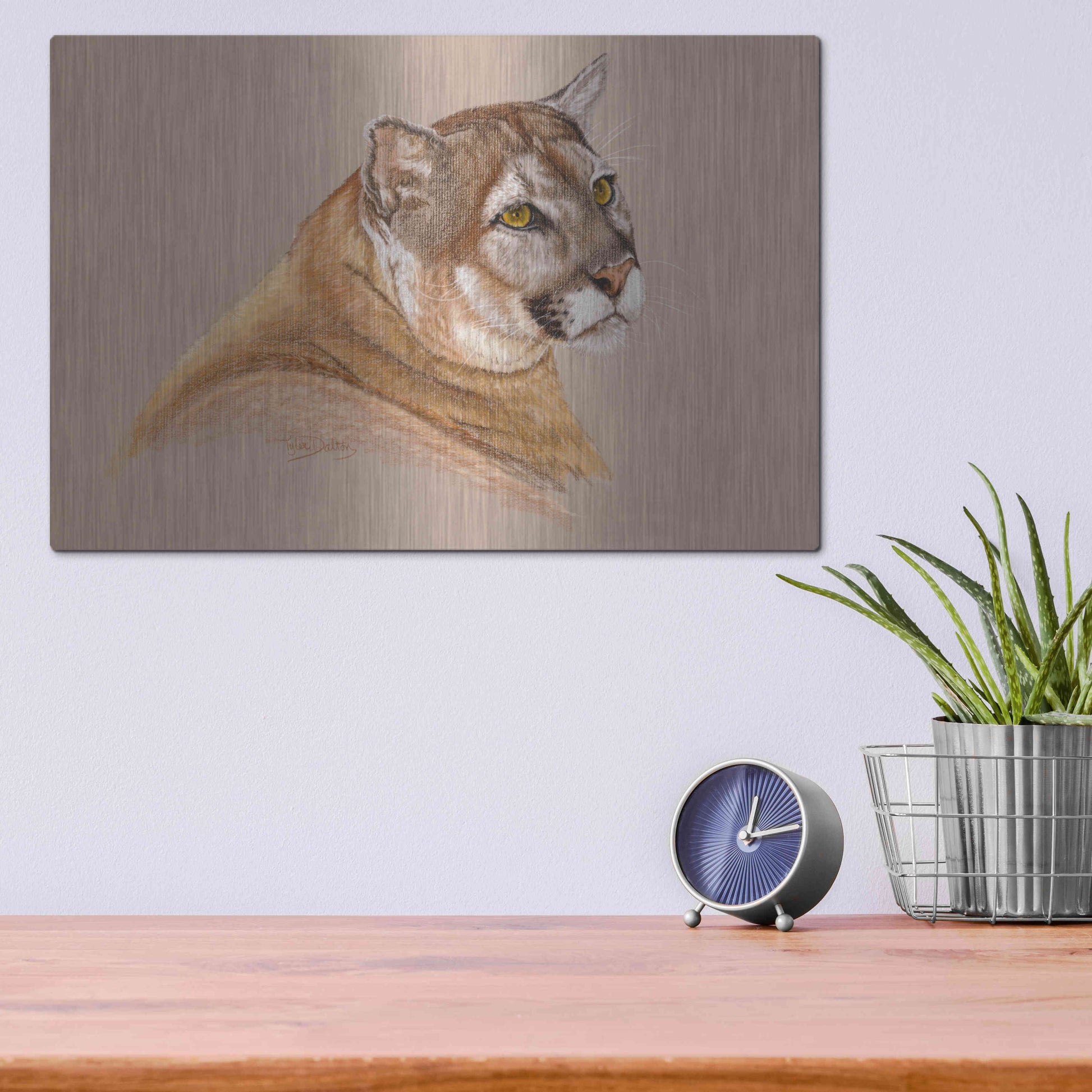 Luxe Metal Art 'Cougar' by Barbara Keith, Metal Wall Art,16x12