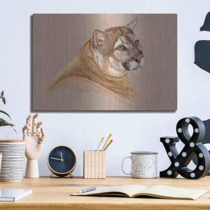 Luxe Metal Art 'Cougar' by Barbara Keith, Metal Wall Art,16x12