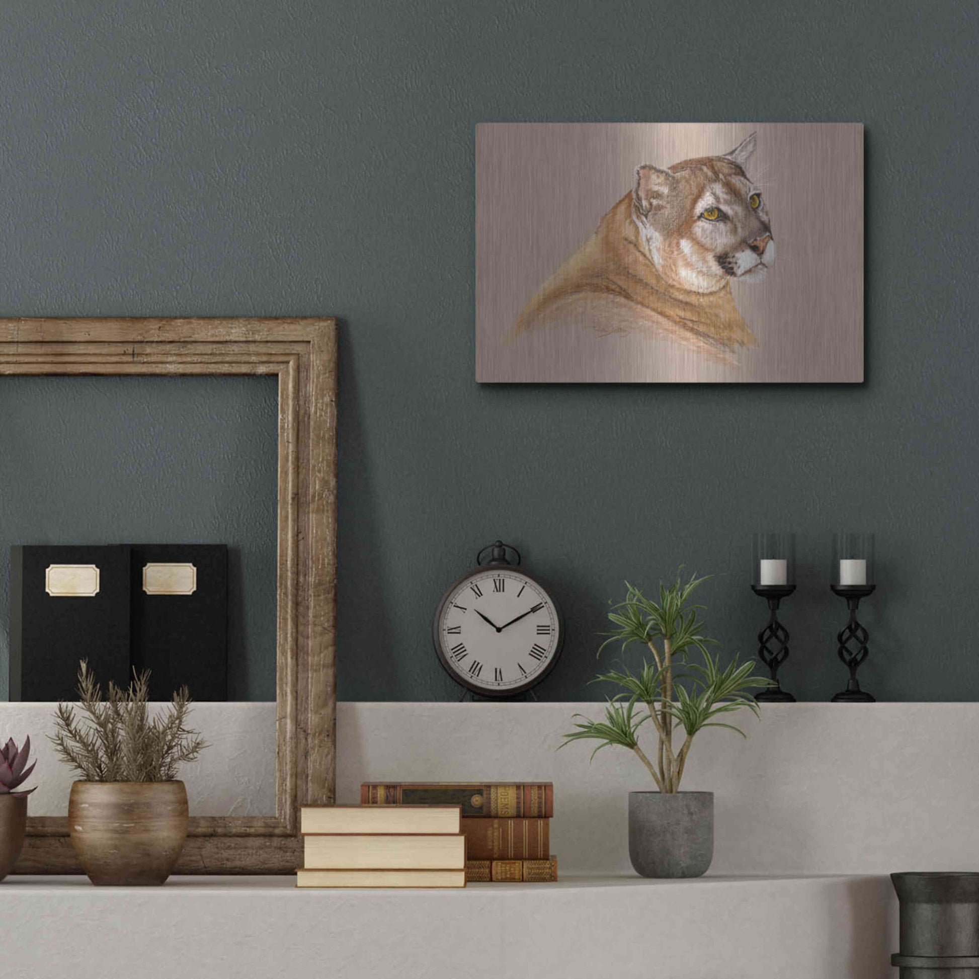 Luxe Metal Art 'Cougar' by Barbara Keith, Metal Wall Art,16x12