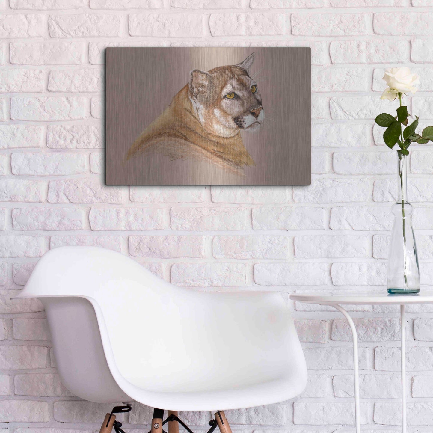 Luxe Metal Art 'Cougar' by Barbara Keith, Metal Wall Art,24x16