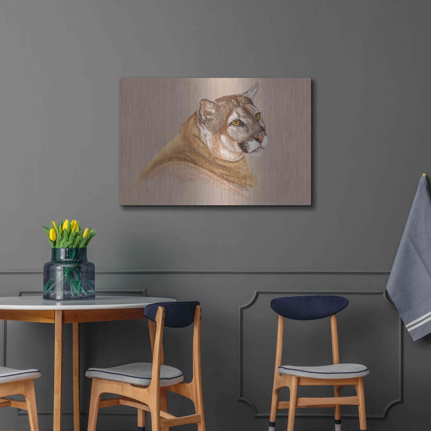 Luxe Metal Art 'Cougar' by Barbara Keith, Metal Wall Art,36x24