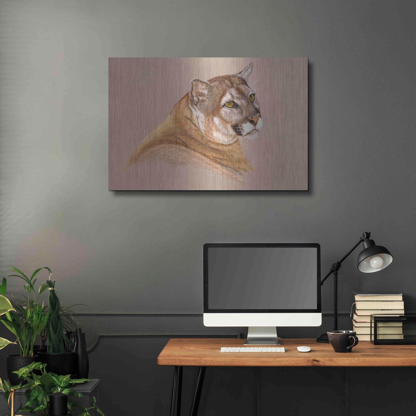 Luxe Metal Art 'Cougar' by Barbara Keith, Metal Wall Art,36x24