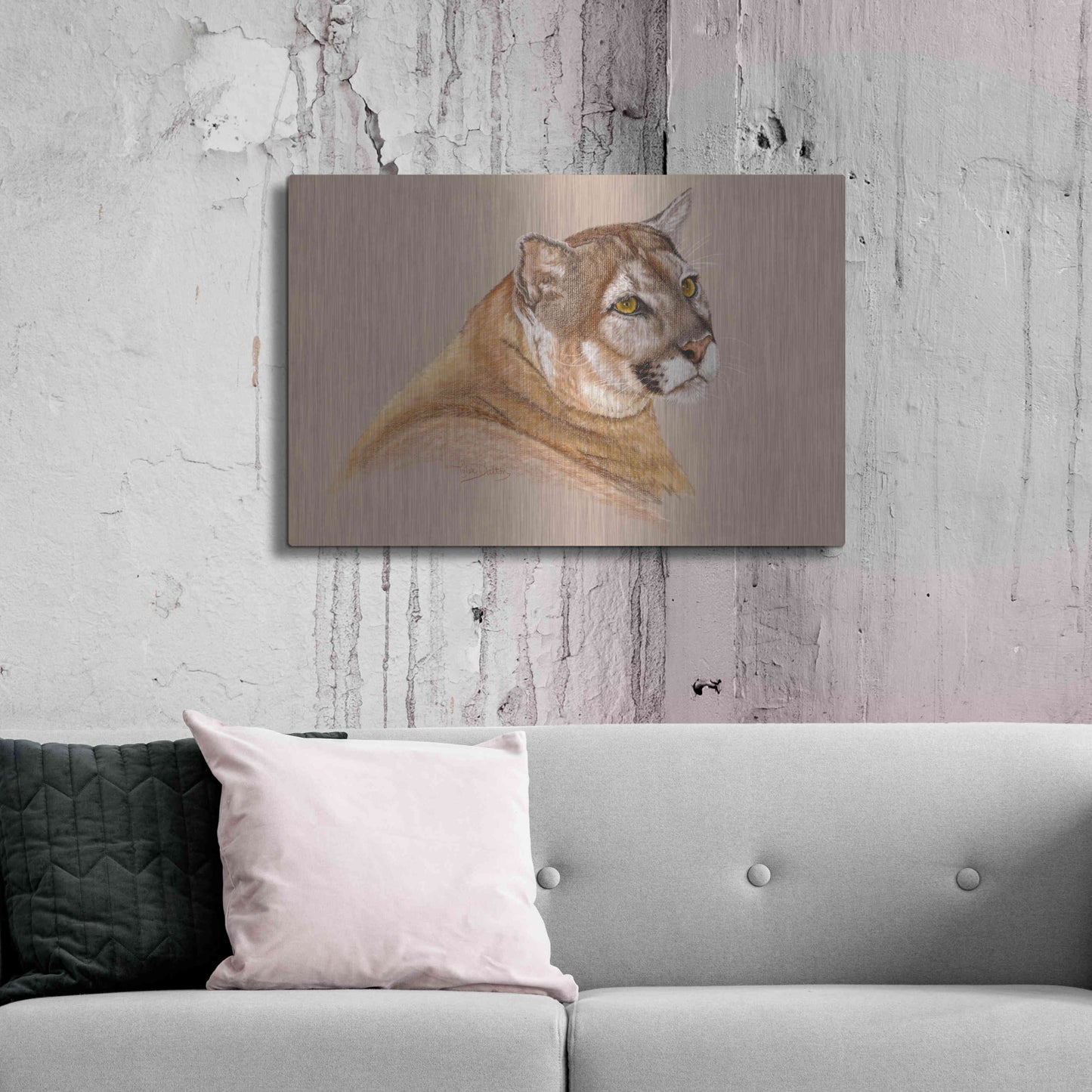 Luxe Metal Art 'Cougar' by Barbara Keith, Metal Wall Art,36x24