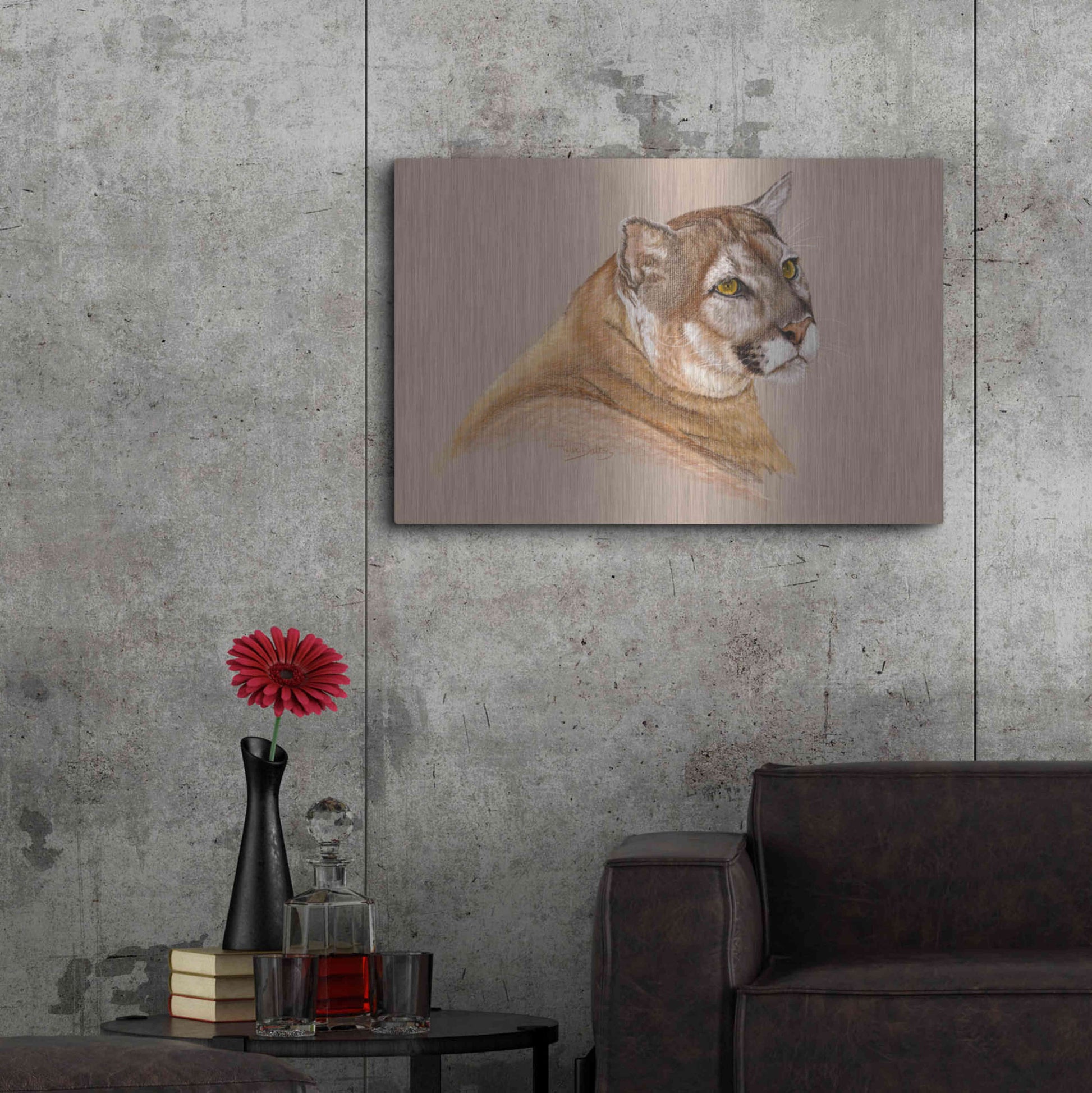Luxe Metal Art 'Cougar' by Barbara Keith, Metal Wall Art,36x24