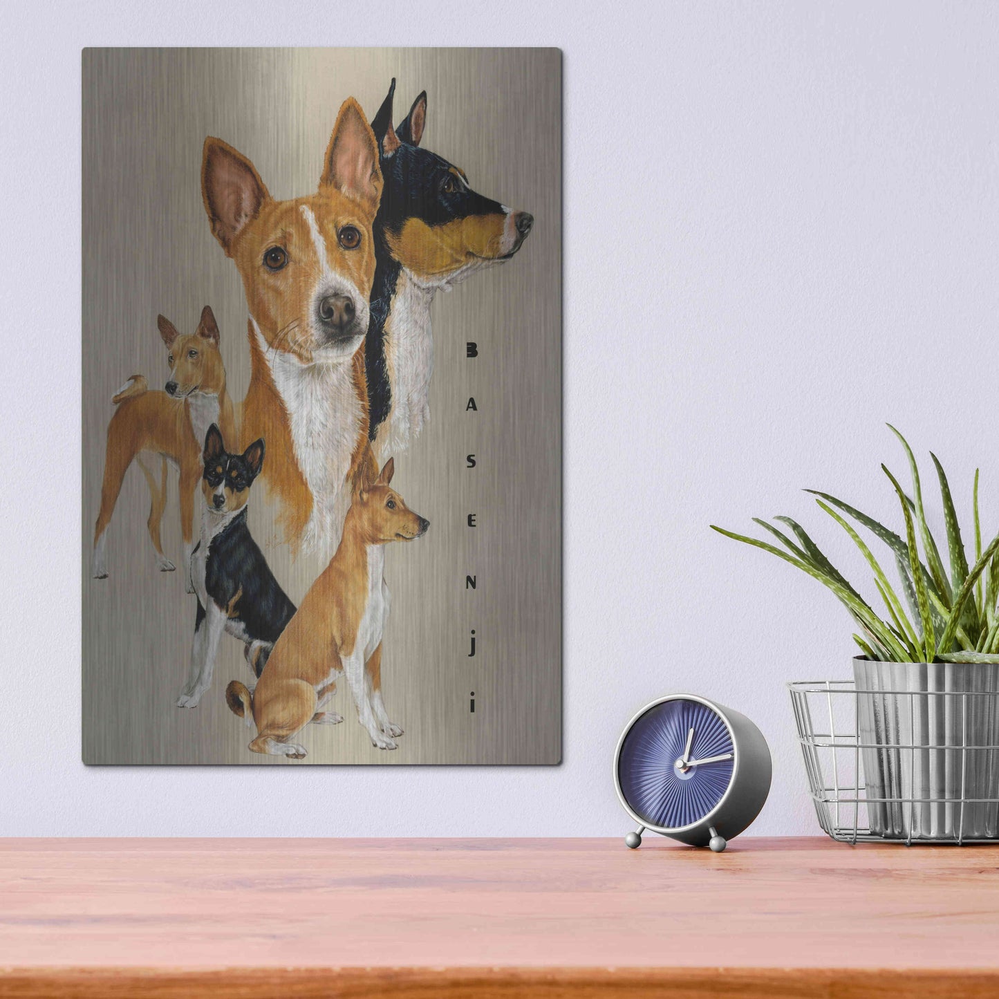 Luxe Metal Art 'Basenji' by Barbara Keith, Metal Wall Art,12x16
