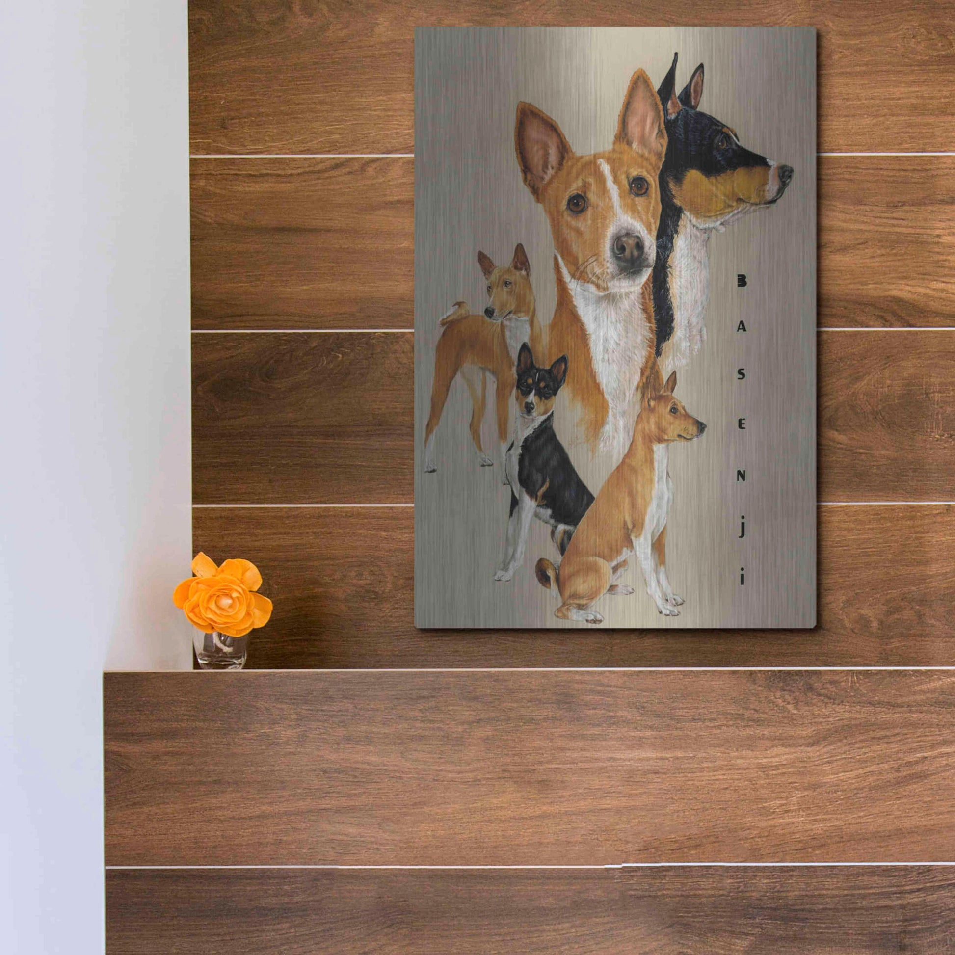 Luxe Metal Art 'Basenji' by Barbara Keith, Metal Wall Art,12x16