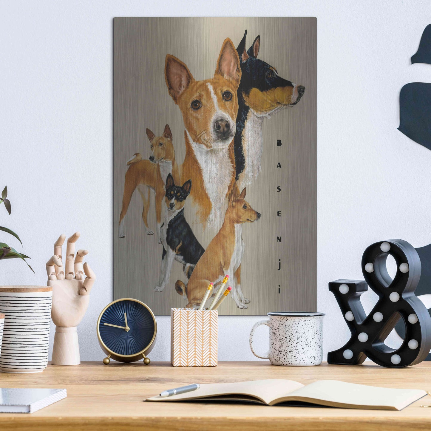 Luxe Metal Art 'Basenji' by Barbara Keith, Metal Wall Art,12x16