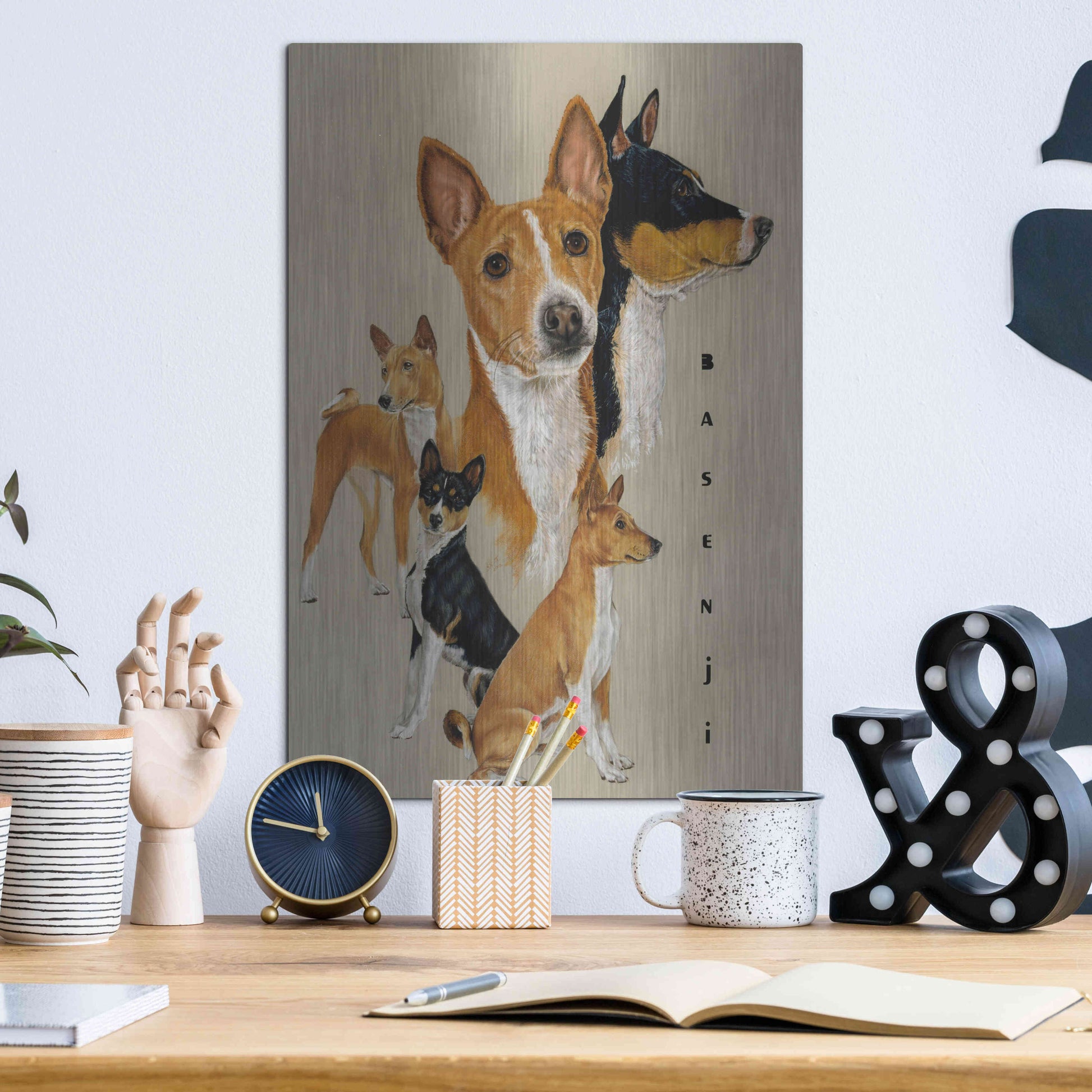 Luxe Metal Art 'Basenji' by Barbara Keith, Metal Wall Art,12x16