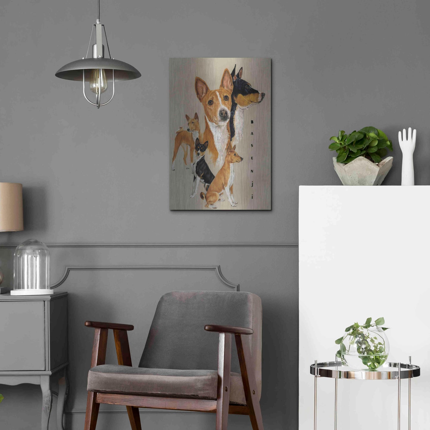 Luxe Metal Art 'Basenji' by Barbara Keith, Metal Wall Art,16x24