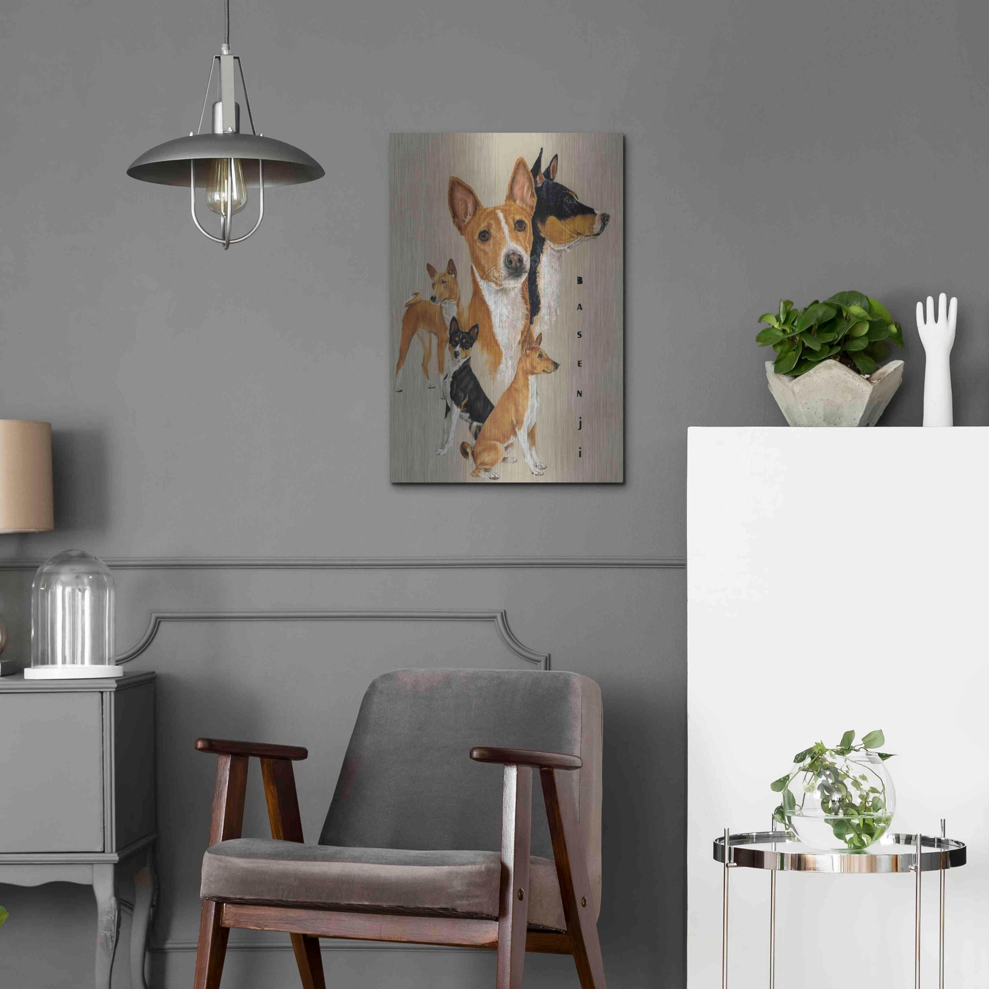 Luxe Metal Art 'Basenji' by Barbara Keith, Metal Wall Art,16x24