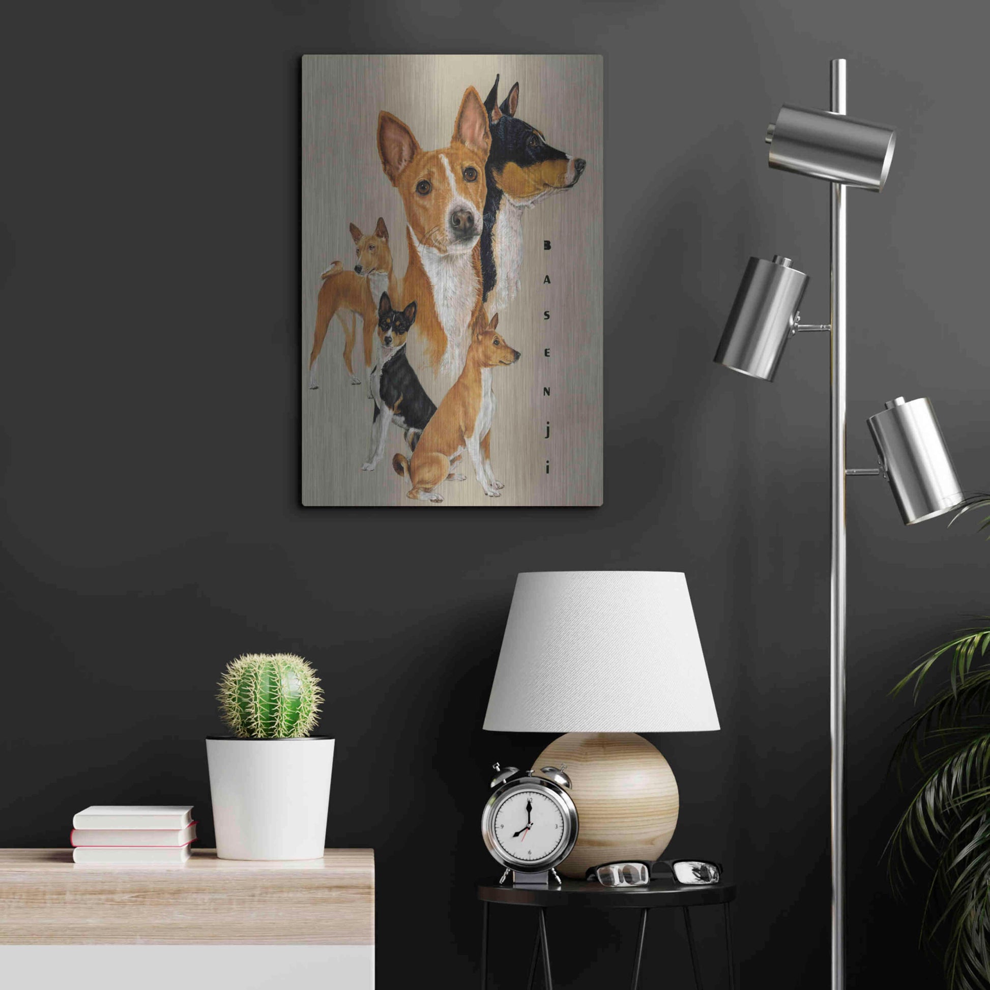 Luxe Metal Art 'Basenji' by Barbara Keith, Metal Wall Art,16x24