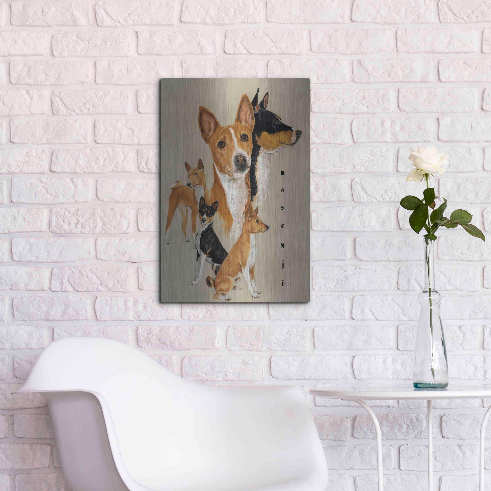 Luxe Metal Art 'Basenji' by Barbara Keith, Metal Wall Art,16x24