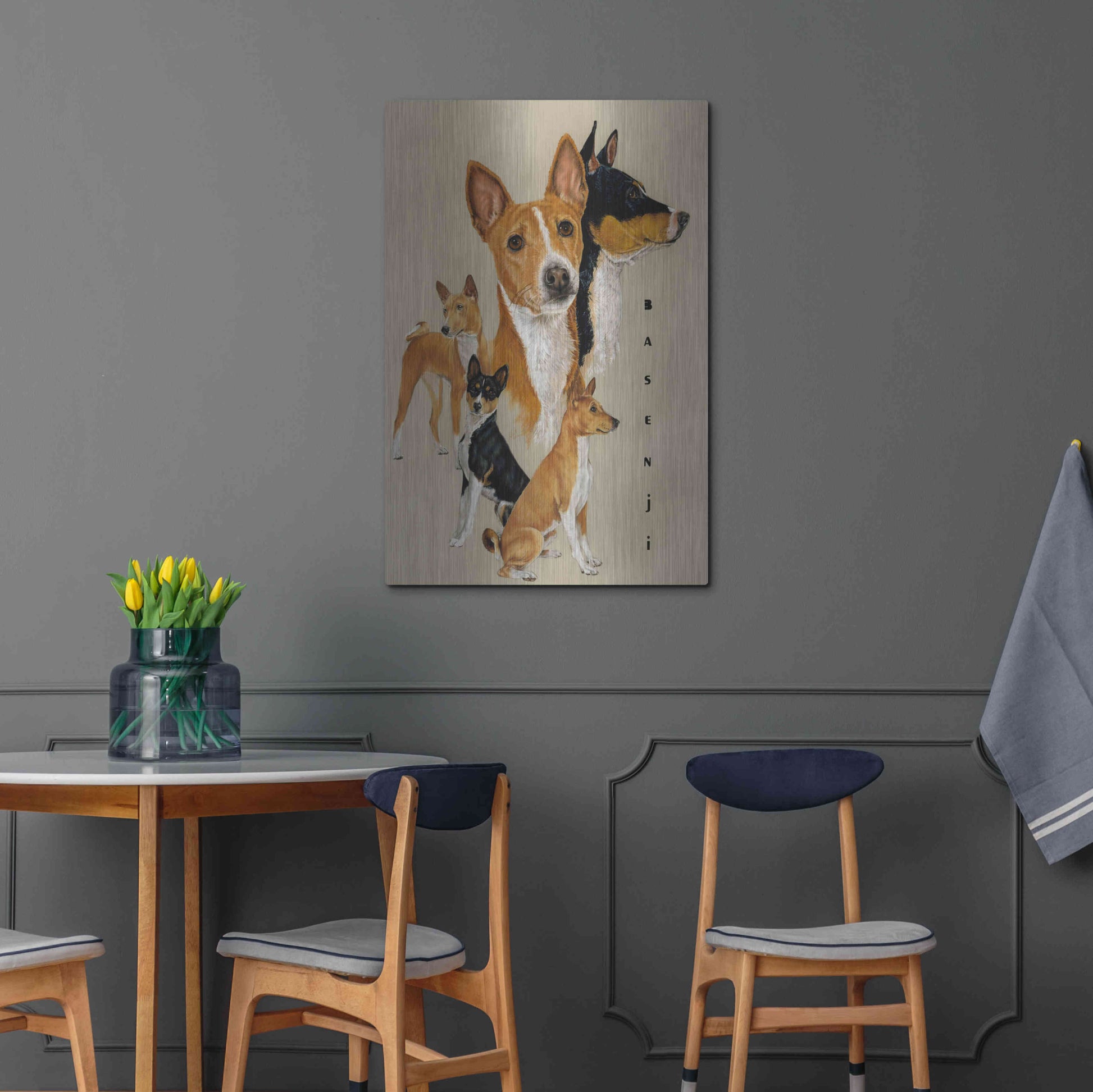 Luxe Metal Art 'Basenji' by Barbara Keith, Metal Wall Art,24x36