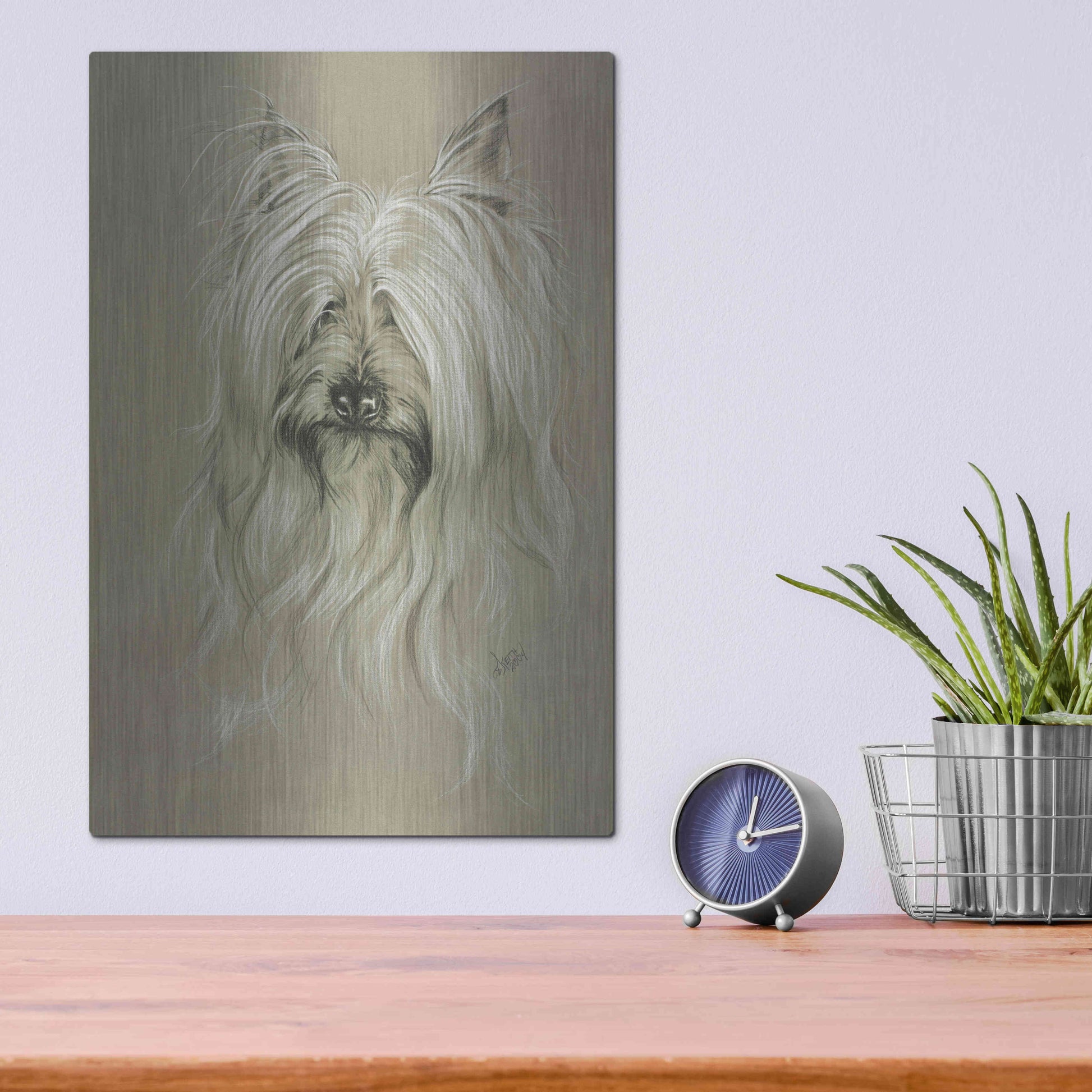 Luxe Metal Art 'Silky Terrier' by Barbara Keith, Metal Wall Art,12x16