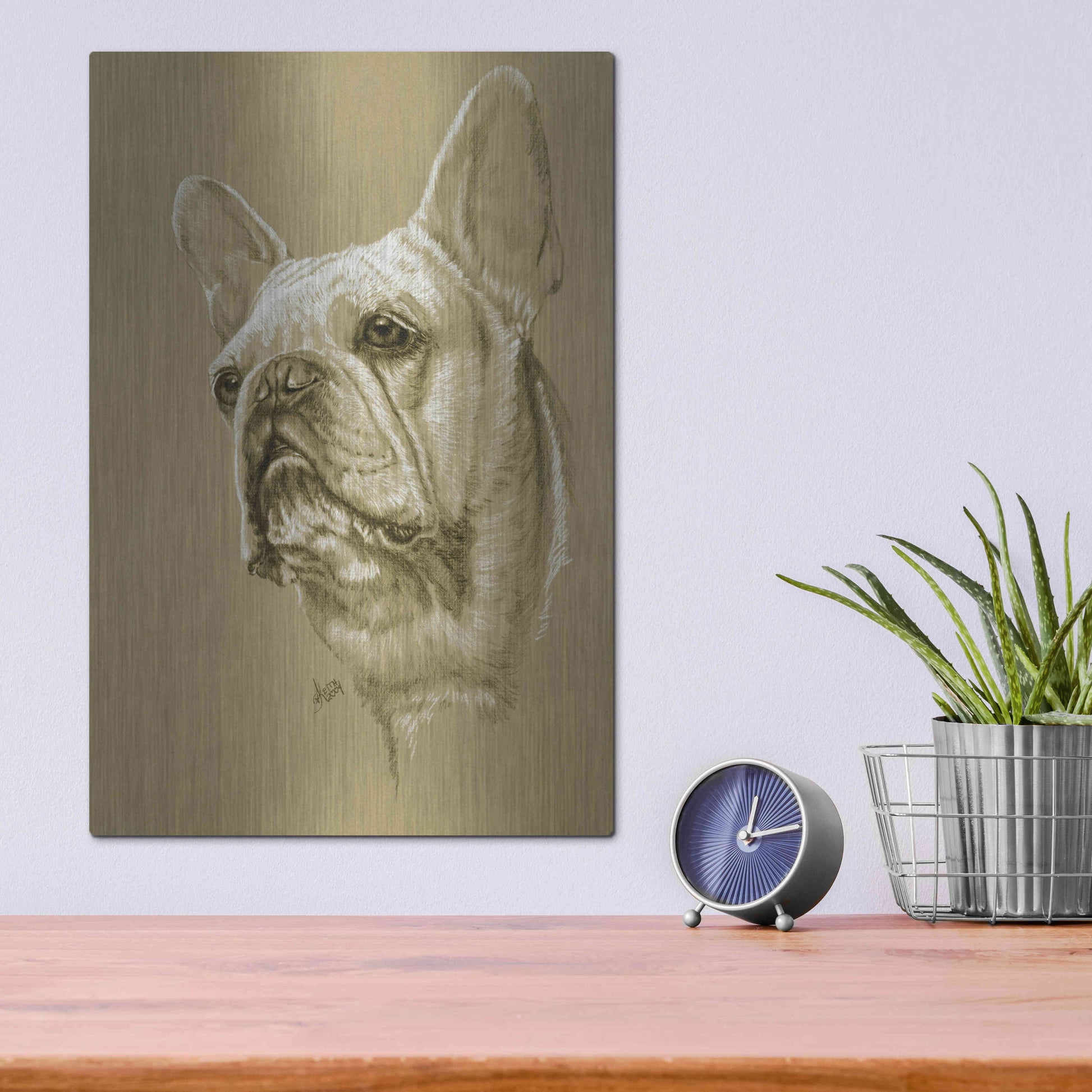 Luxe Metal Art 'French Bulldog' by Barbara Keith, Metal Wall Art,12x16