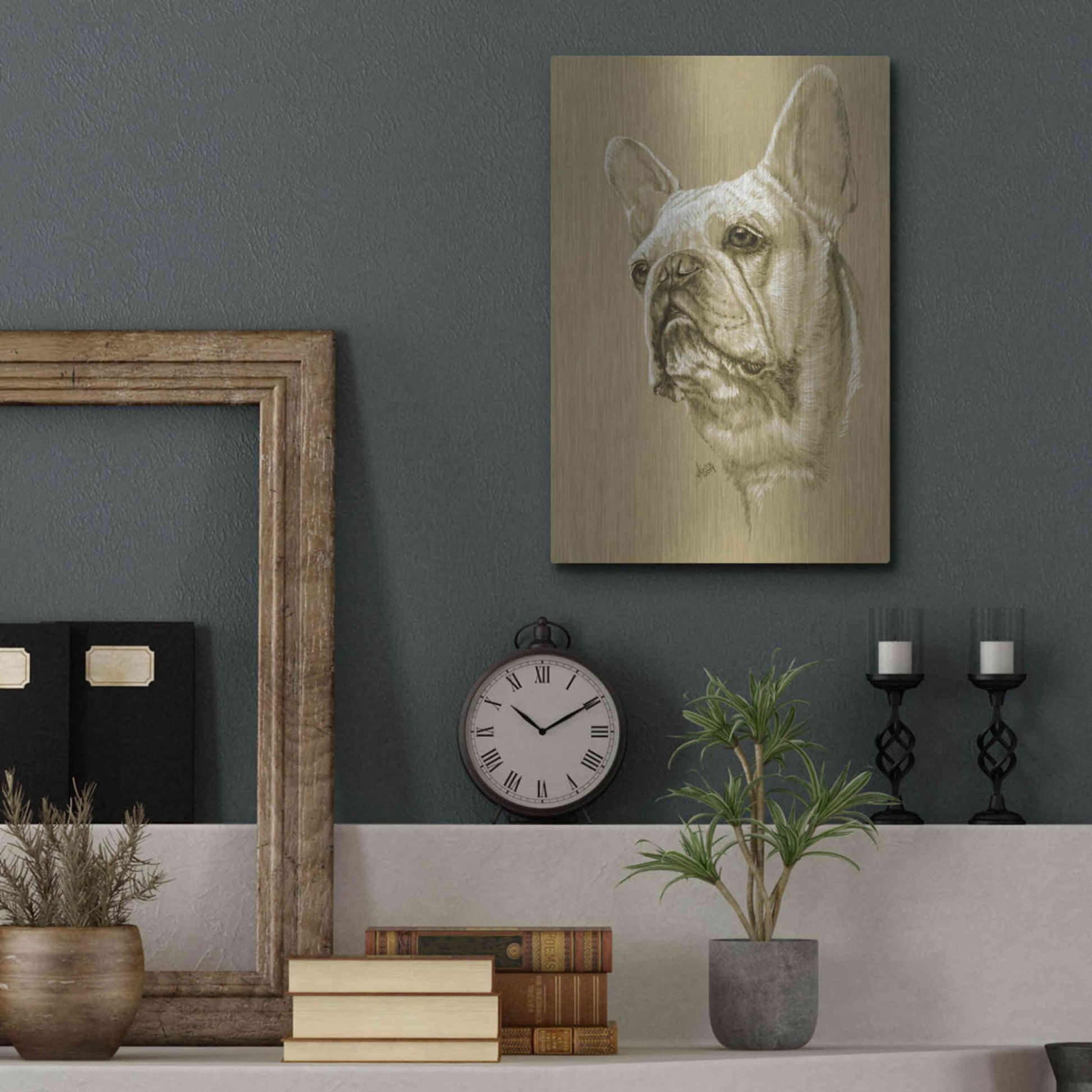 Luxe Metal Art 'French Bulldog' by Barbara Keith, Metal Wall Art,12x16