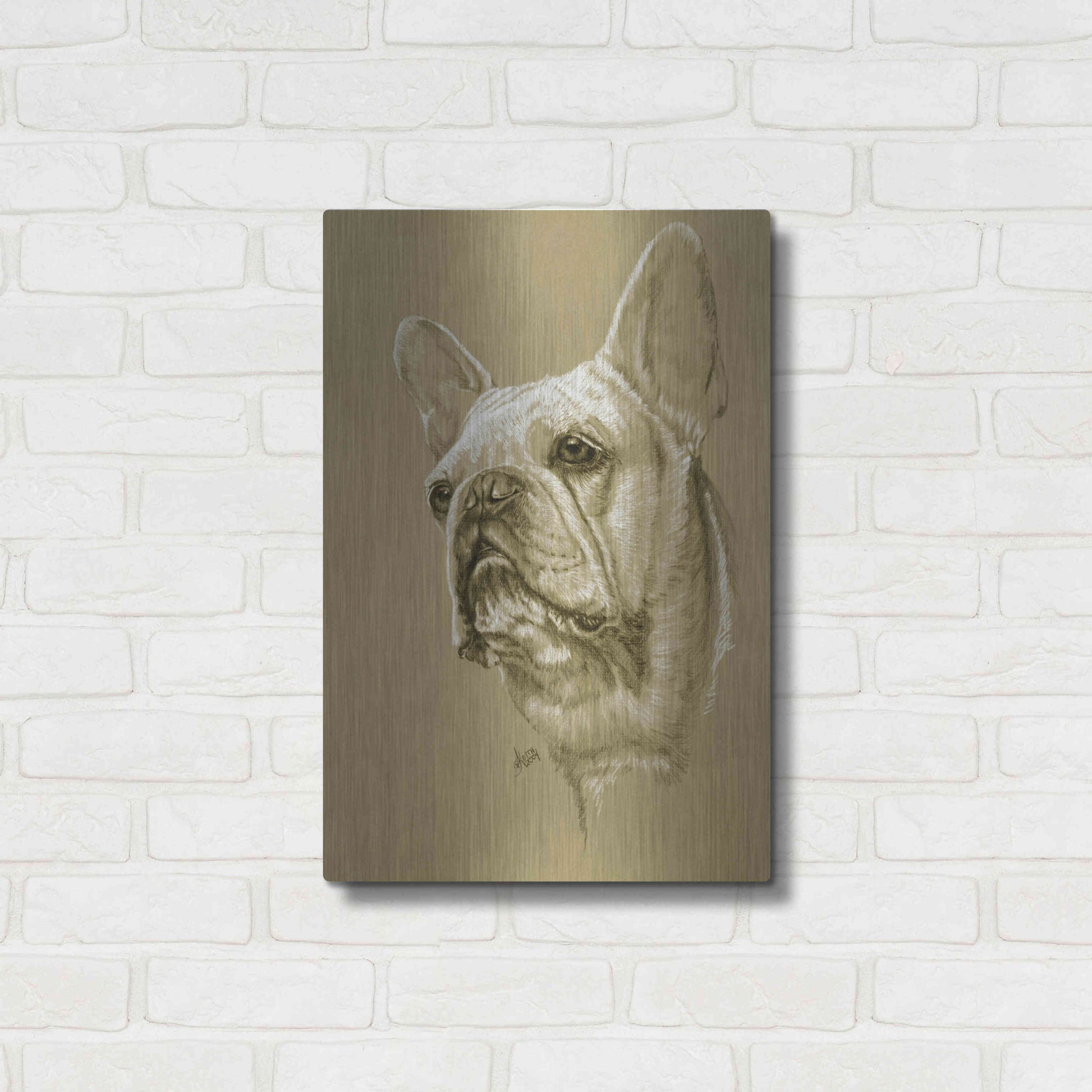 Luxe Metal Art 'French Bulldog' by Barbara Keith, Metal Wall Art,16x24