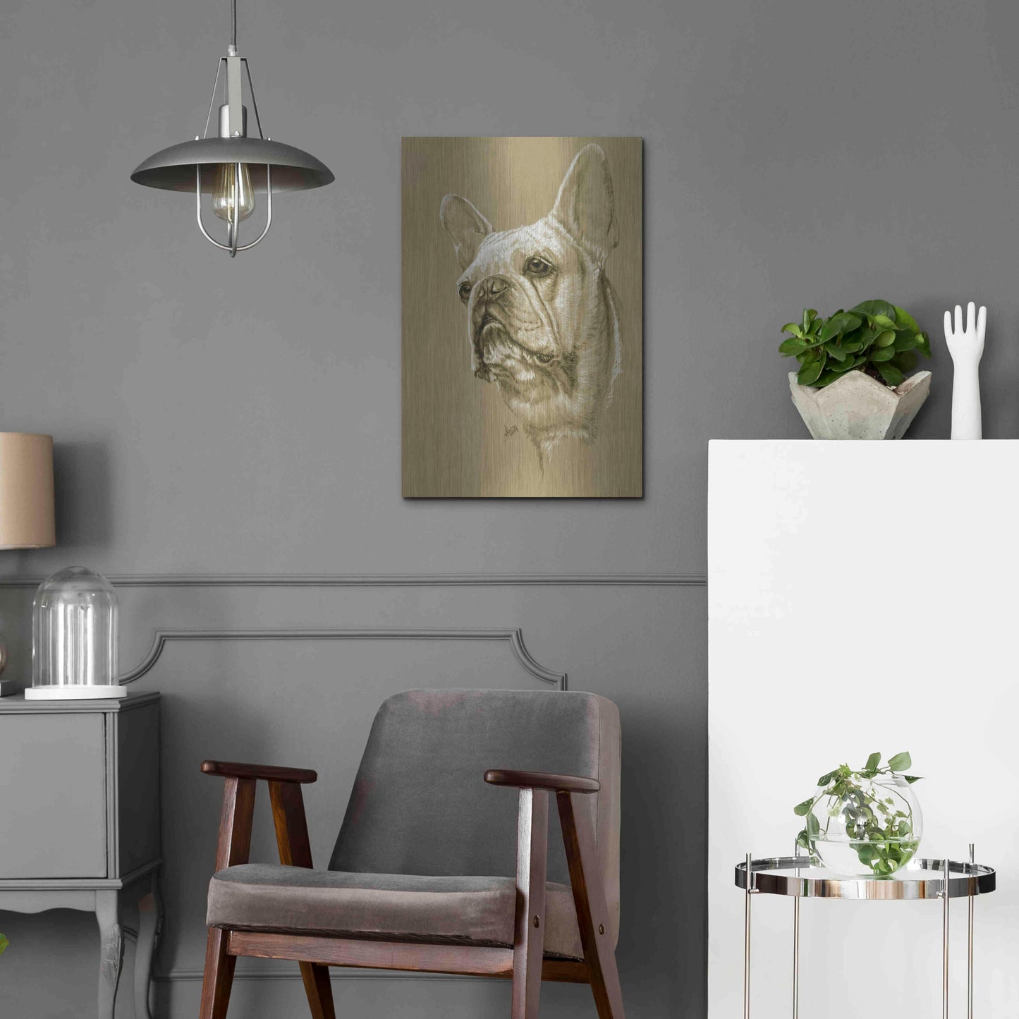 Luxe Metal Art 'French Bulldog' by Barbara Keith, Metal Wall Art,16x24