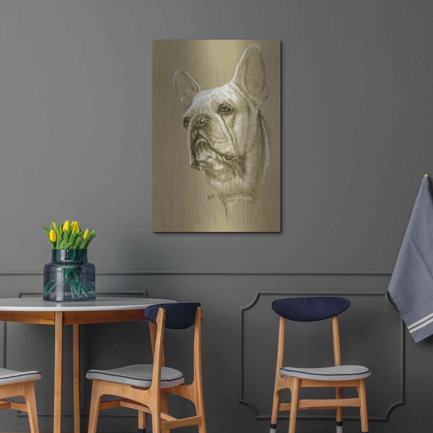 Luxe Metal Art 'French Bulldog' by Barbara Keith, Metal Wall Art,24x36