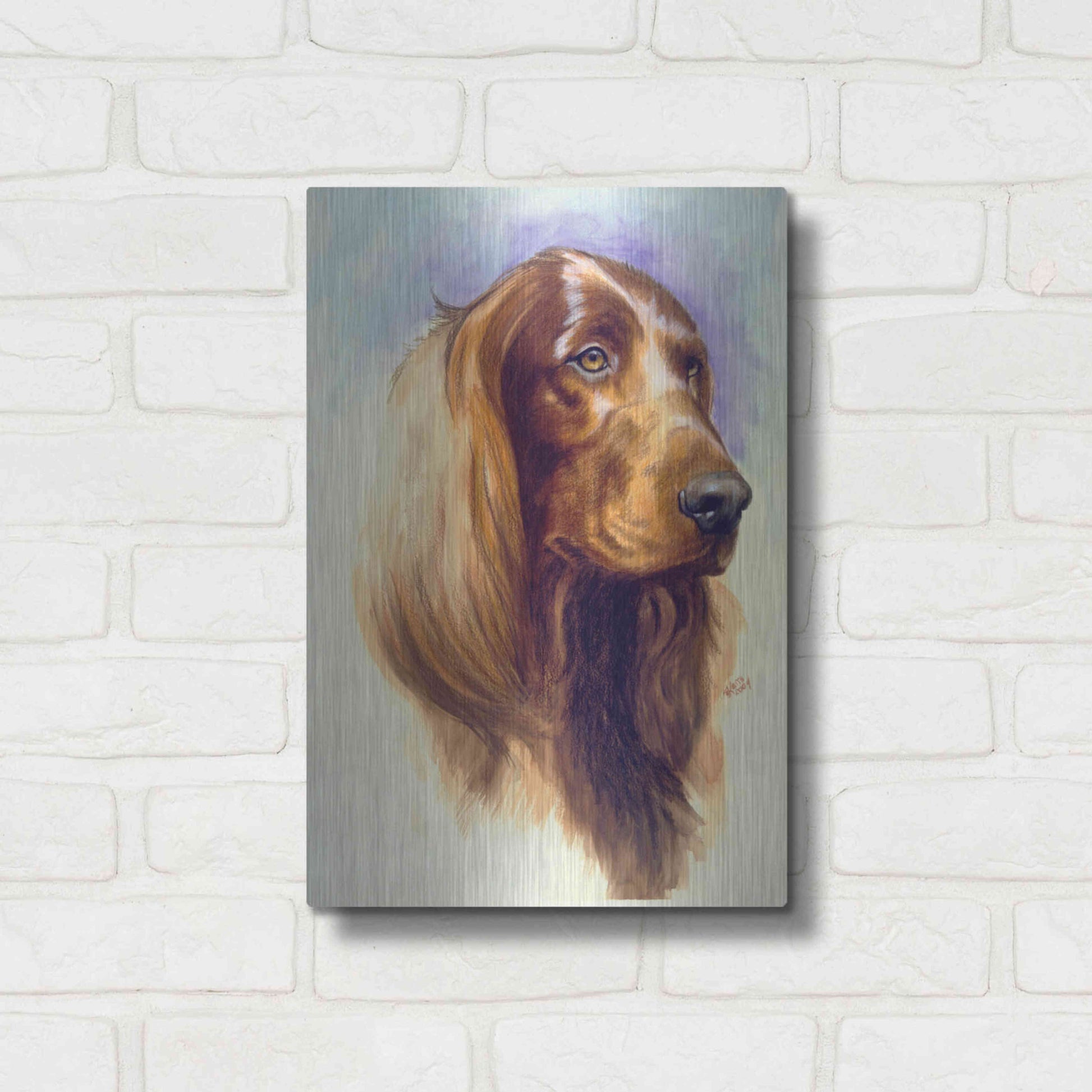 Luxe Metal Art 'Irish Setter' by Barbara Keith, Metal Wall Art,12x16