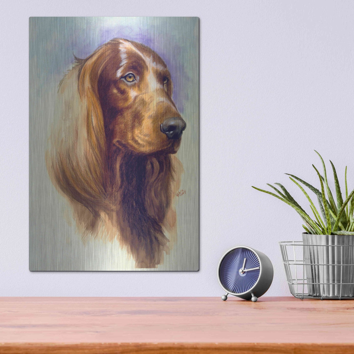 Luxe Metal Art 'Irish Setter' by Barbara Keith, Metal Wall Art,12x16
