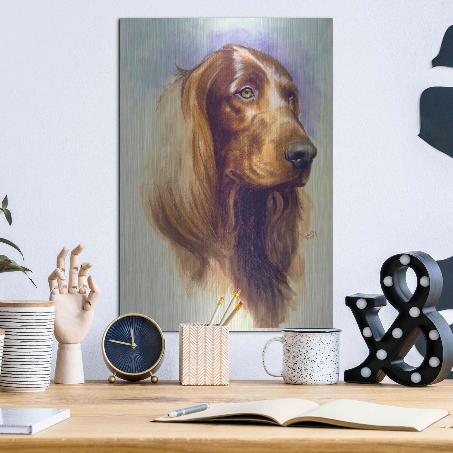 Luxe Metal Art 'Irish Setter' by Barbara Keith, Metal Wall Art,12x16