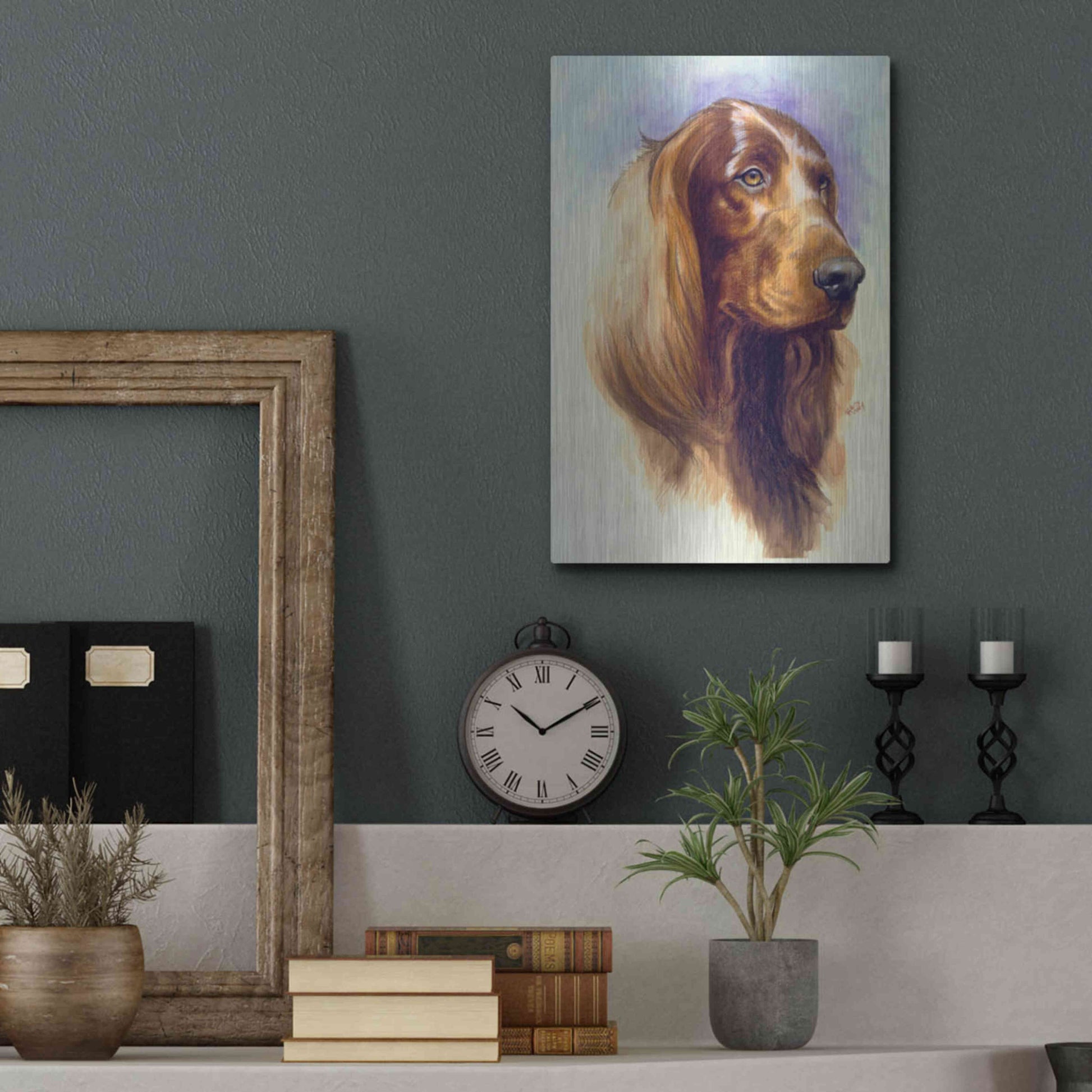 Luxe Metal Art 'Irish Setter' by Barbara Keith, Metal Wall Art,12x16