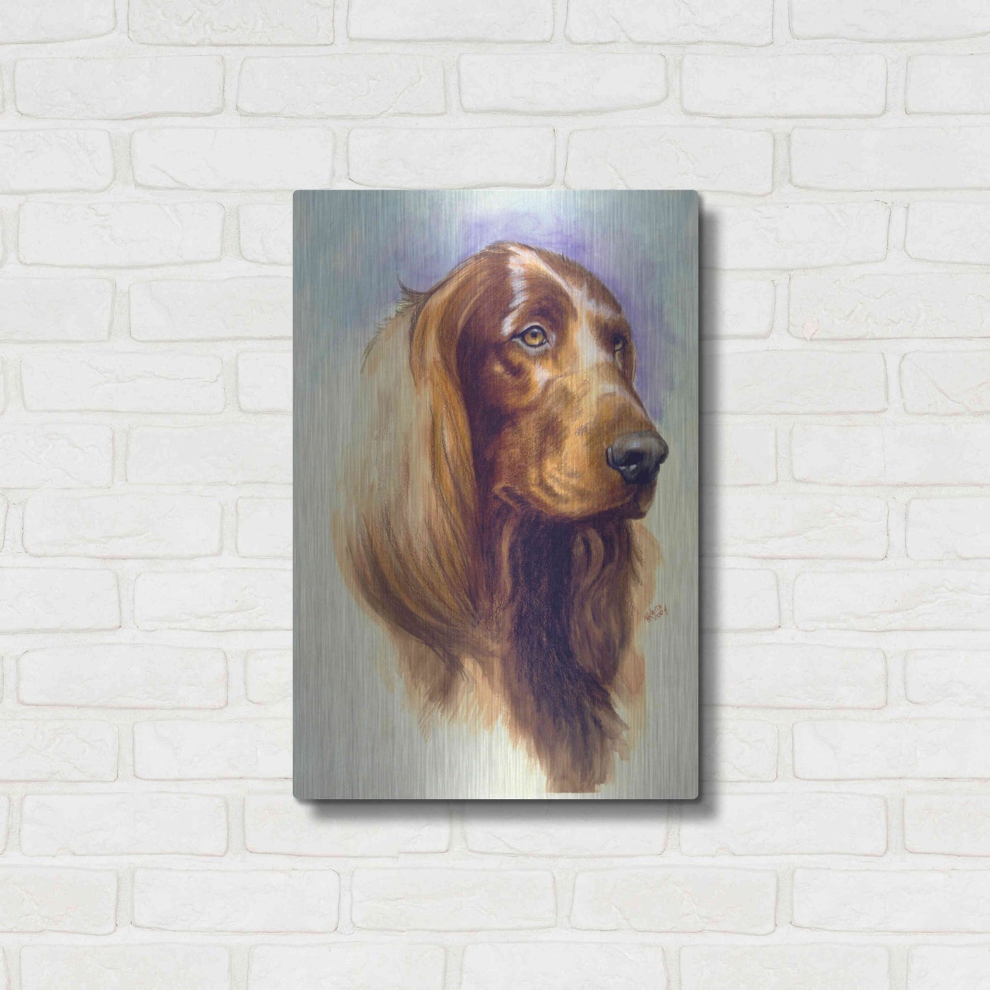 Luxe Metal Art 'Irish Setter' by Barbara Keith, Metal Wall Art,16x24