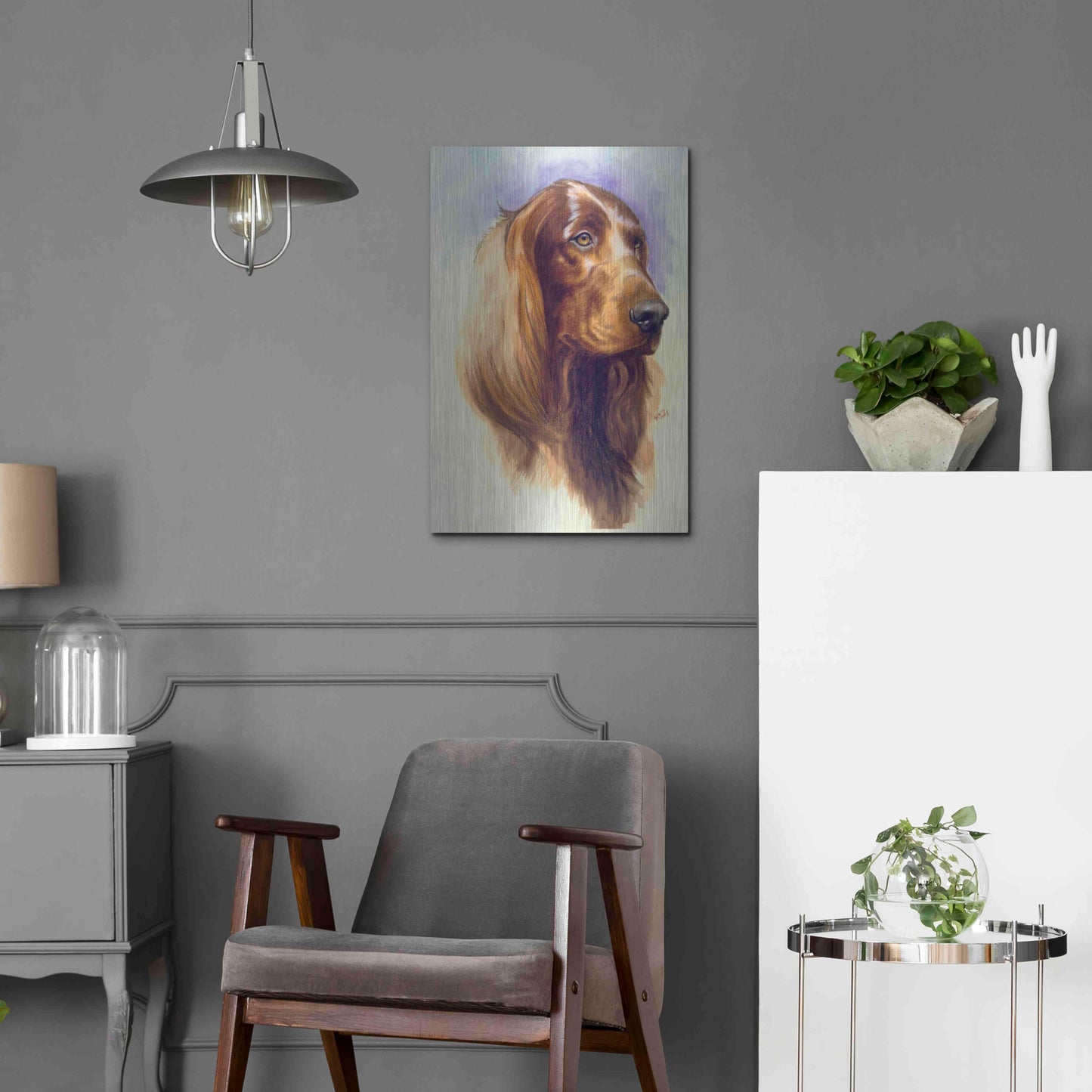 Luxe Metal Art 'Irish Setter' by Barbara Keith, Metal Wall Art,16x24