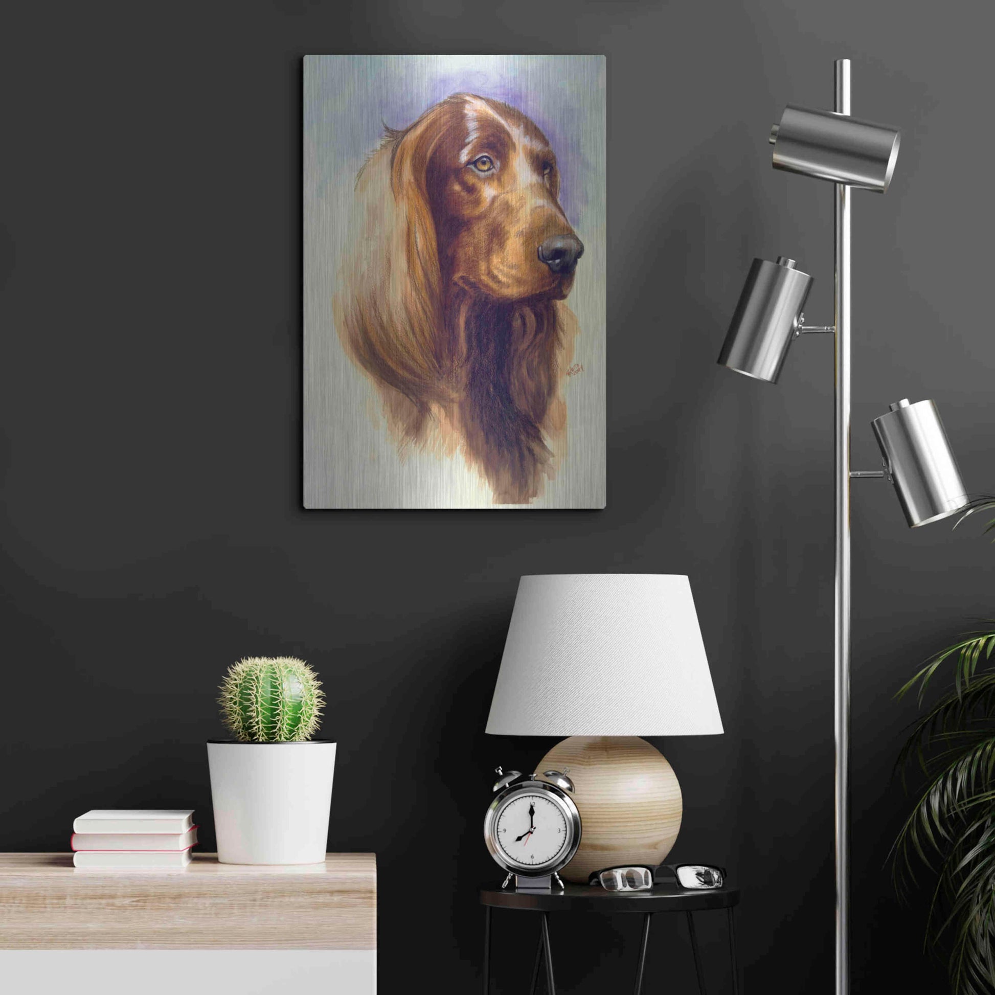 Luxe Metal Art 'Irish Setter' by Barbara Keith, Metal Wall Art,16x24