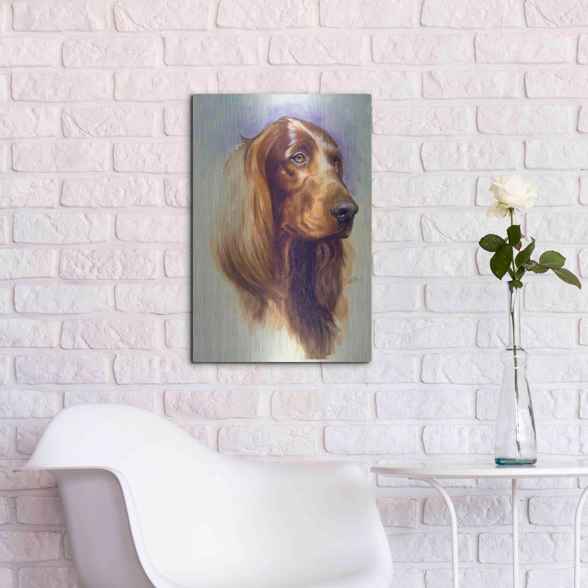 Luxe Metal Art 'Irish Setter' by Barbara Keith, Metal Wall Art,16x24