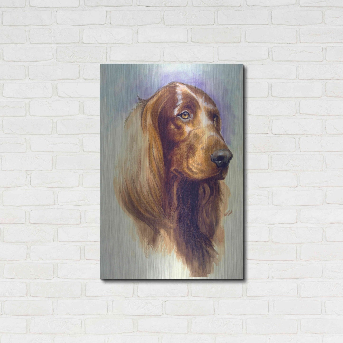 Luxe Metal Art 'Irish Setter' by Barbara Keith, Metal Wall Art,24x36