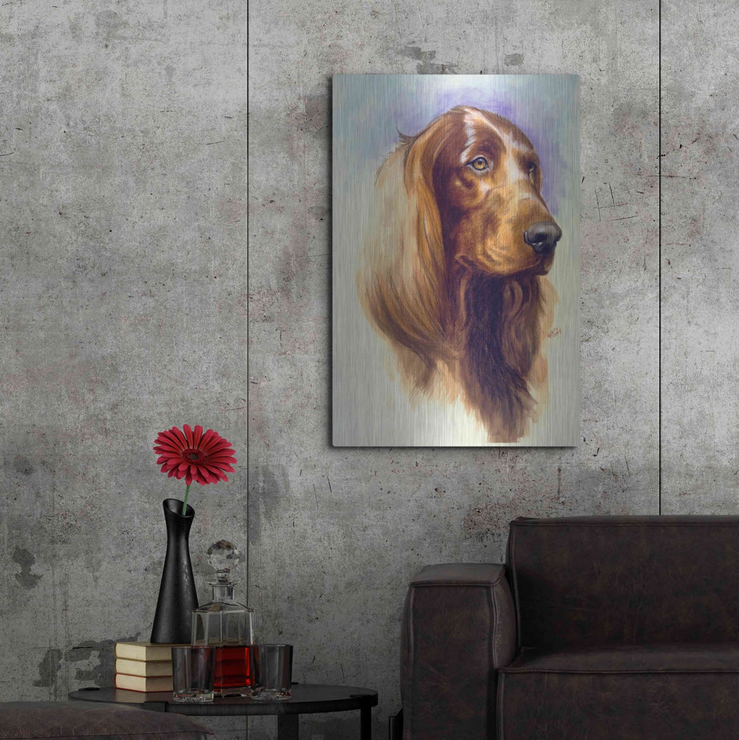 Luxe Metal Art 'Irish Setter' by Barbara Keith, Metal Wall Art,24x36