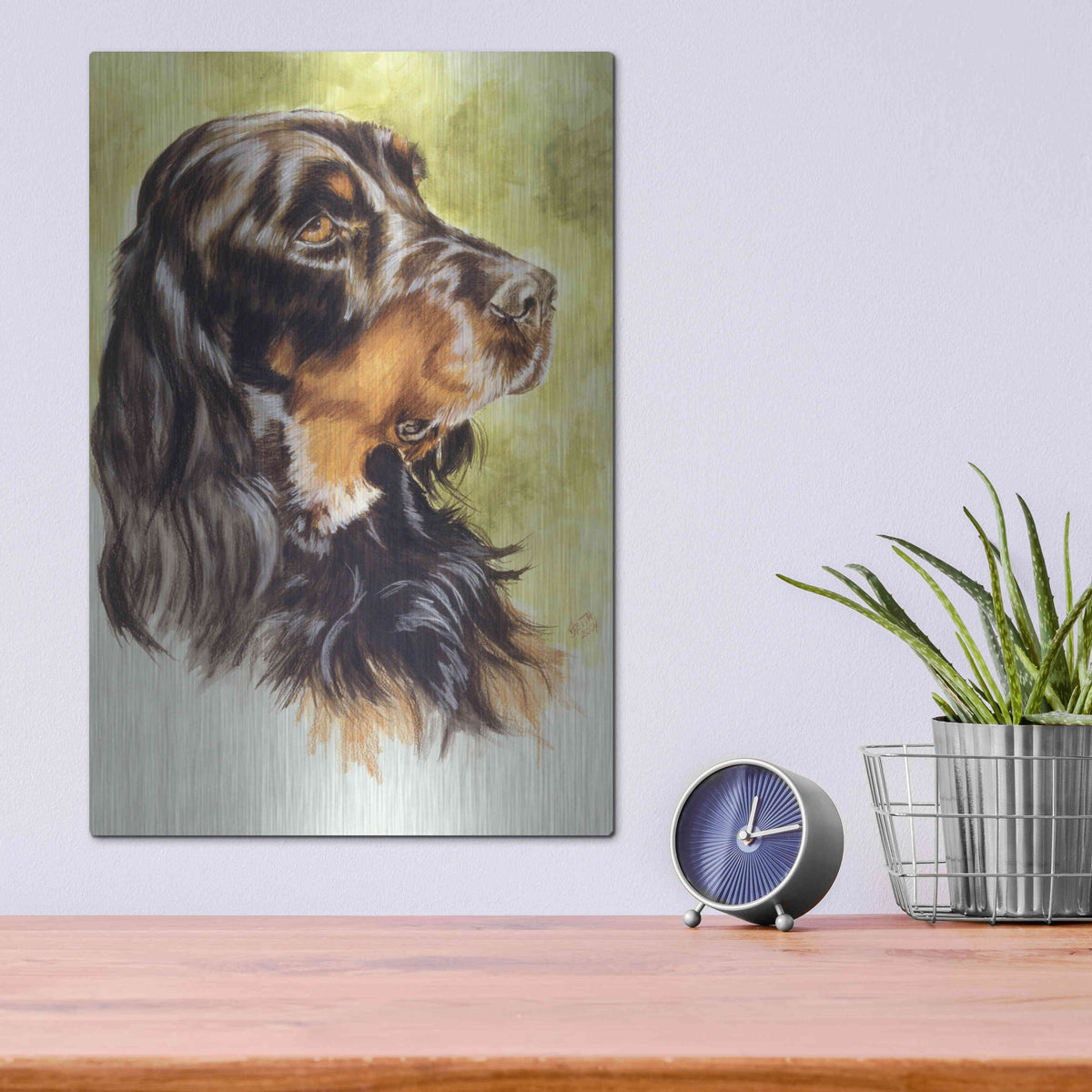 Luxe Metal Art 'Gordon Setter' by Barbara Keith, Metal Wall Art,12x16