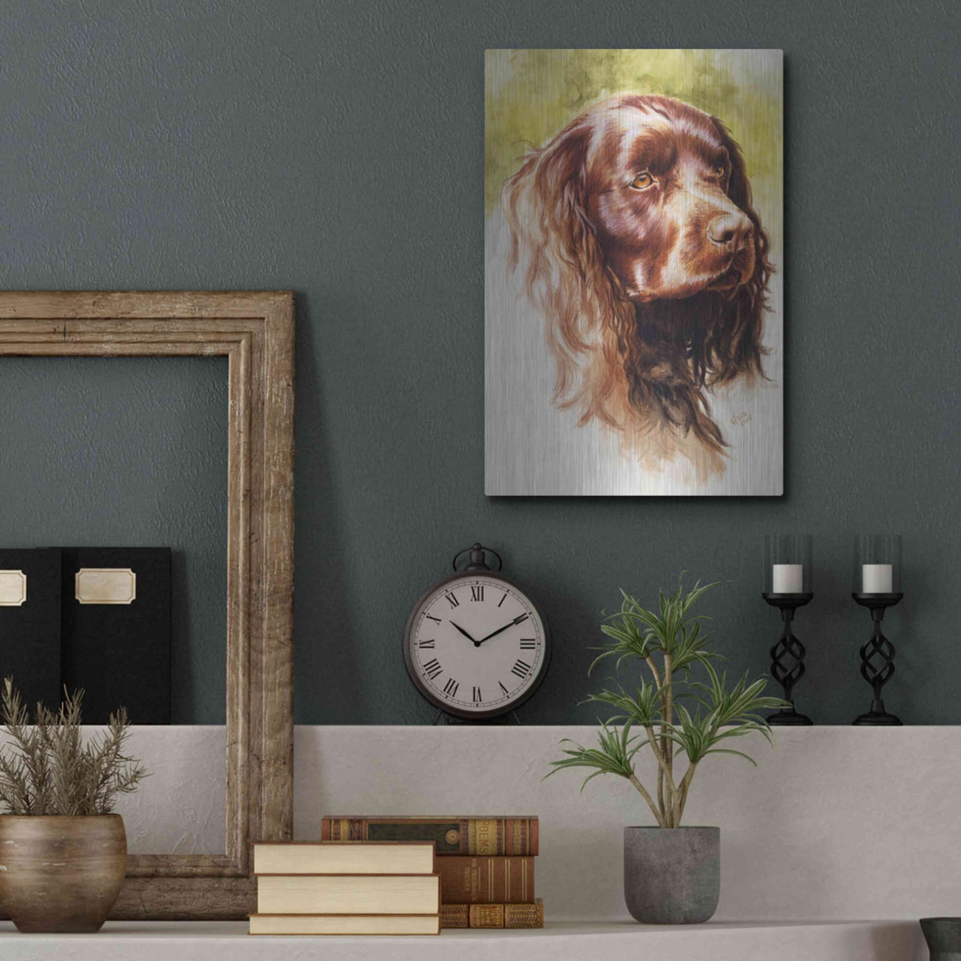 Luxe Metal Art 'Am Water Spaniel' by Barbara Keith, Metal Wall Art,12x16