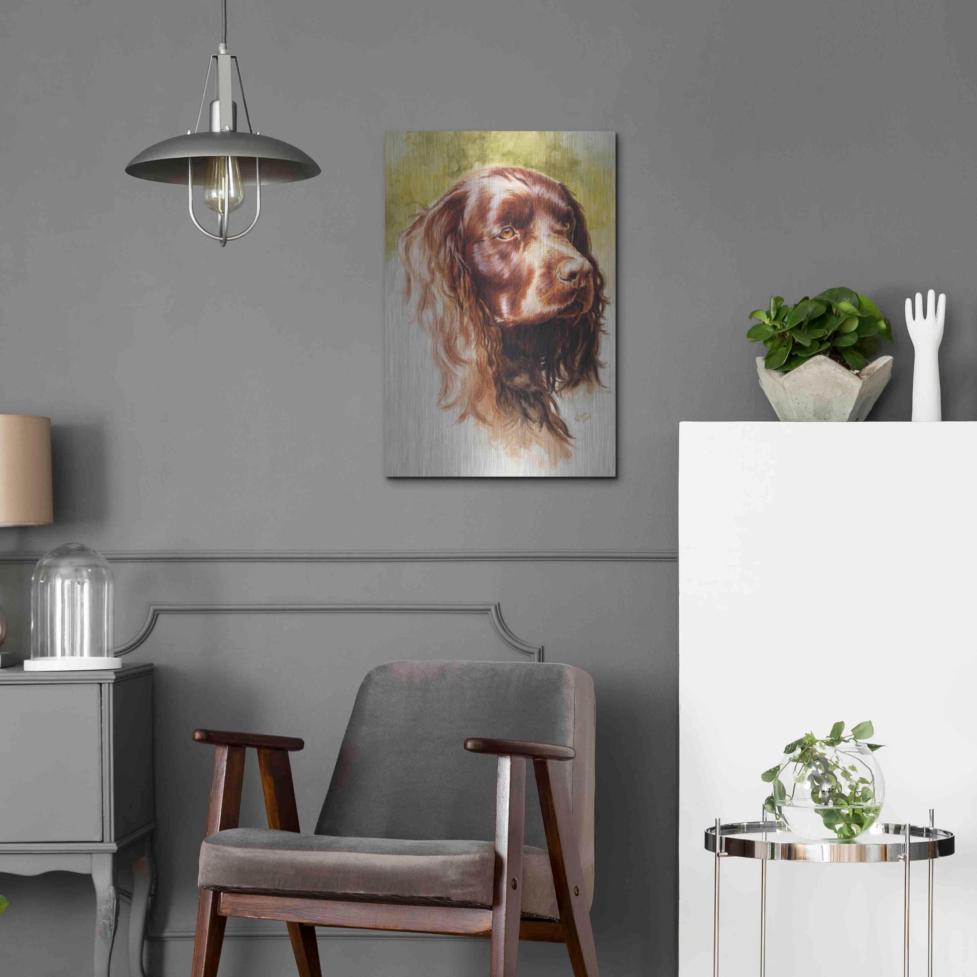 Luxe Metal Art 'Am Water Spaniel' by Barbara Keith, Metal Wall Art,16x24