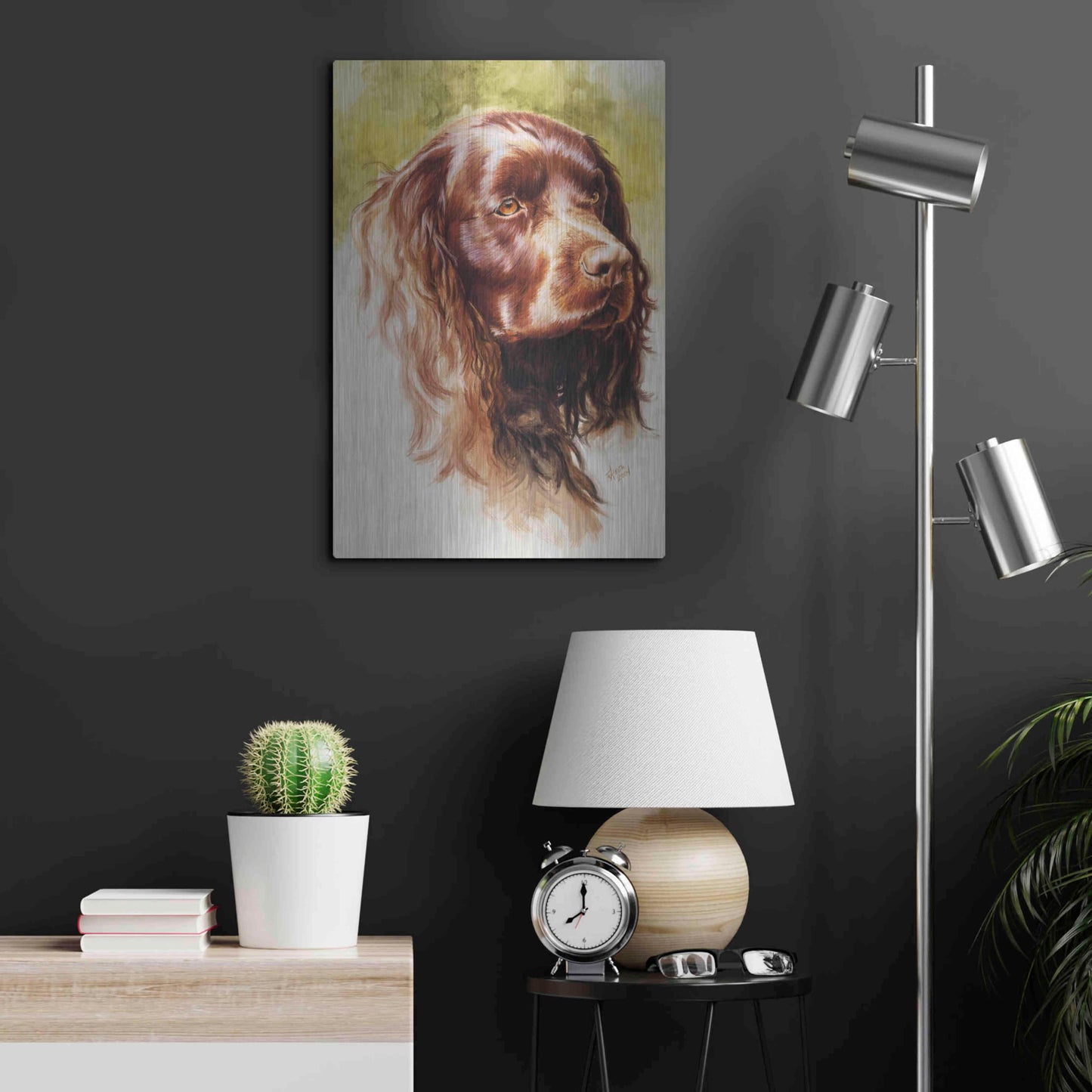 Luxe Metal Art 'Am Water Spaniel' by Barbara Keith, Metal Wall Art,16x24