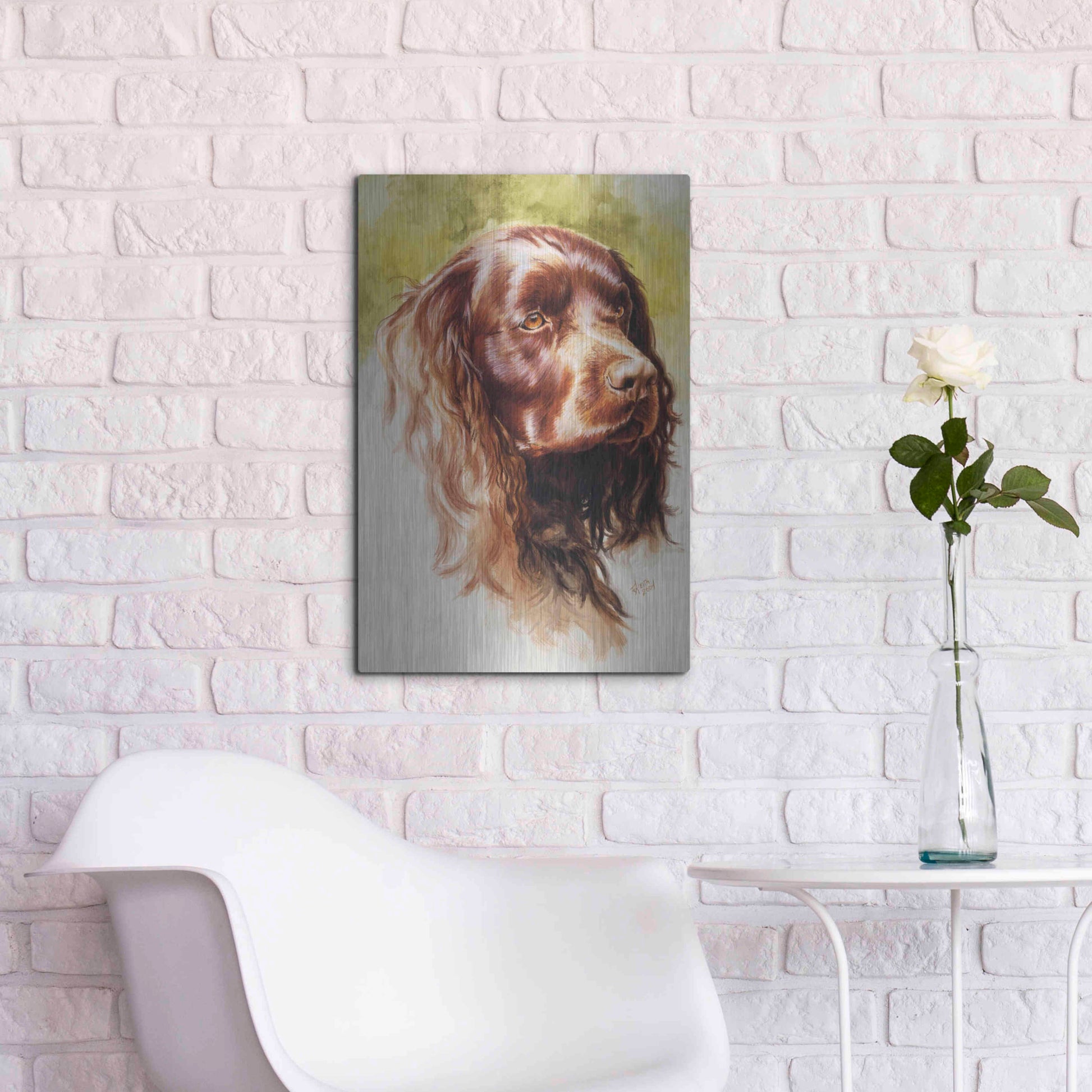 Luxe Metal Art 'Am Water Spaniel' by Barbara Keith, Metal Wall Art,16x24
