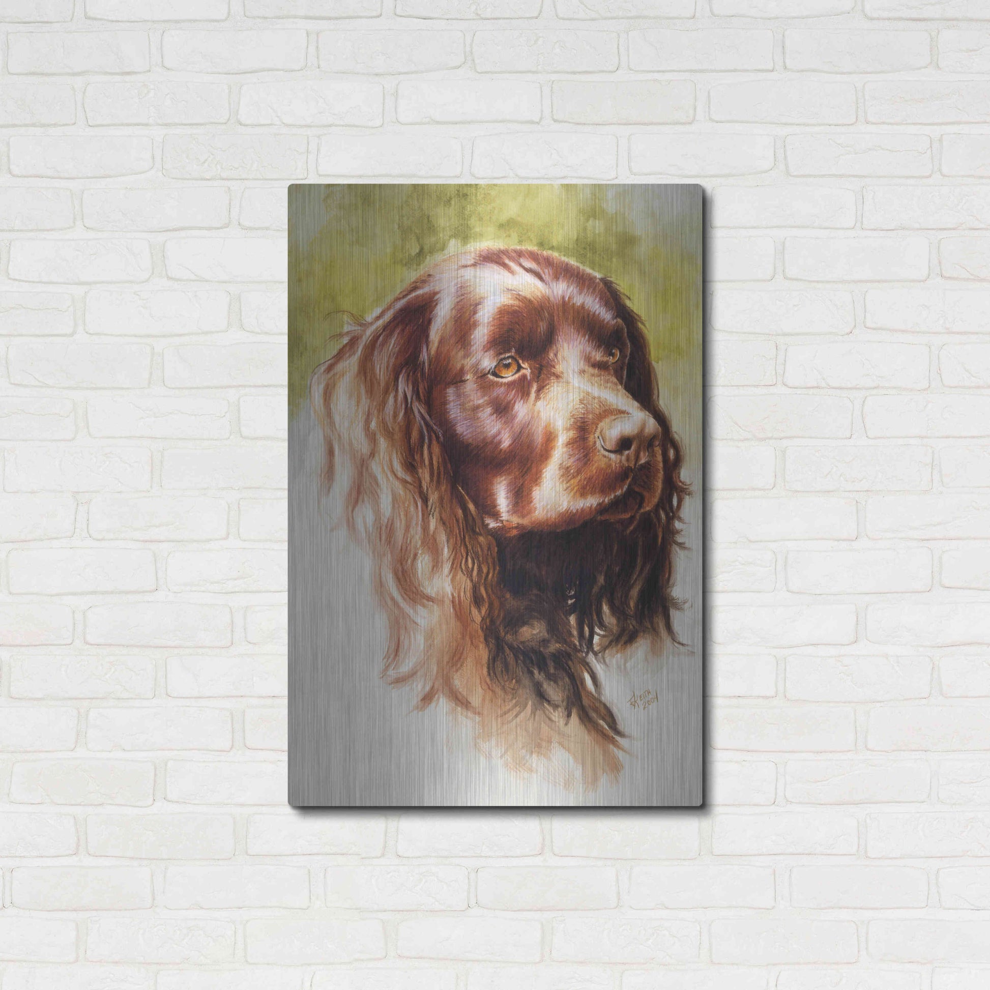 Luxe Metal Art 'Am Water Spaniel' by Barbara Keith, Metal Wall Art,24x36